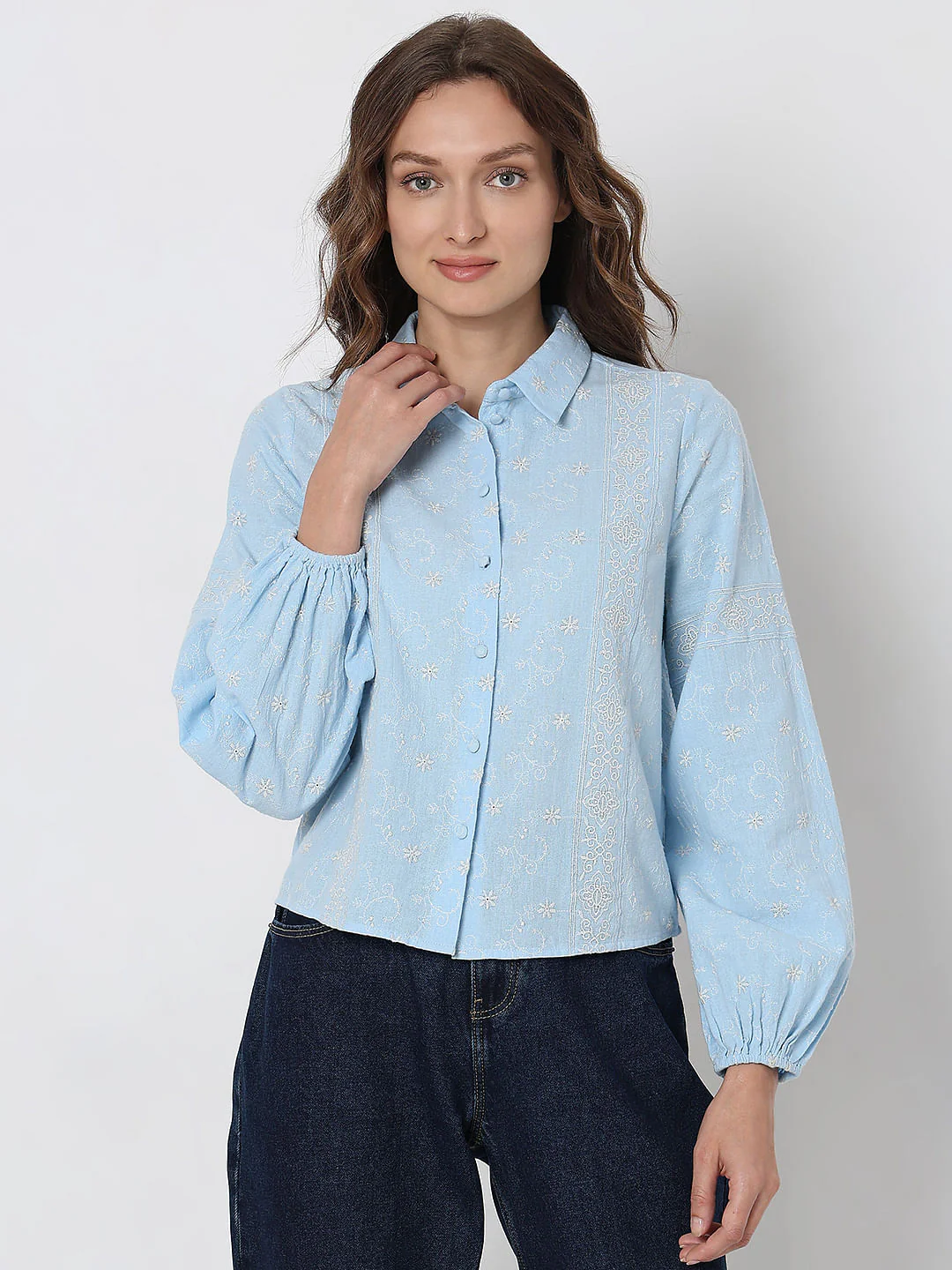 Light Blue Embroidered Shirt - Image 2