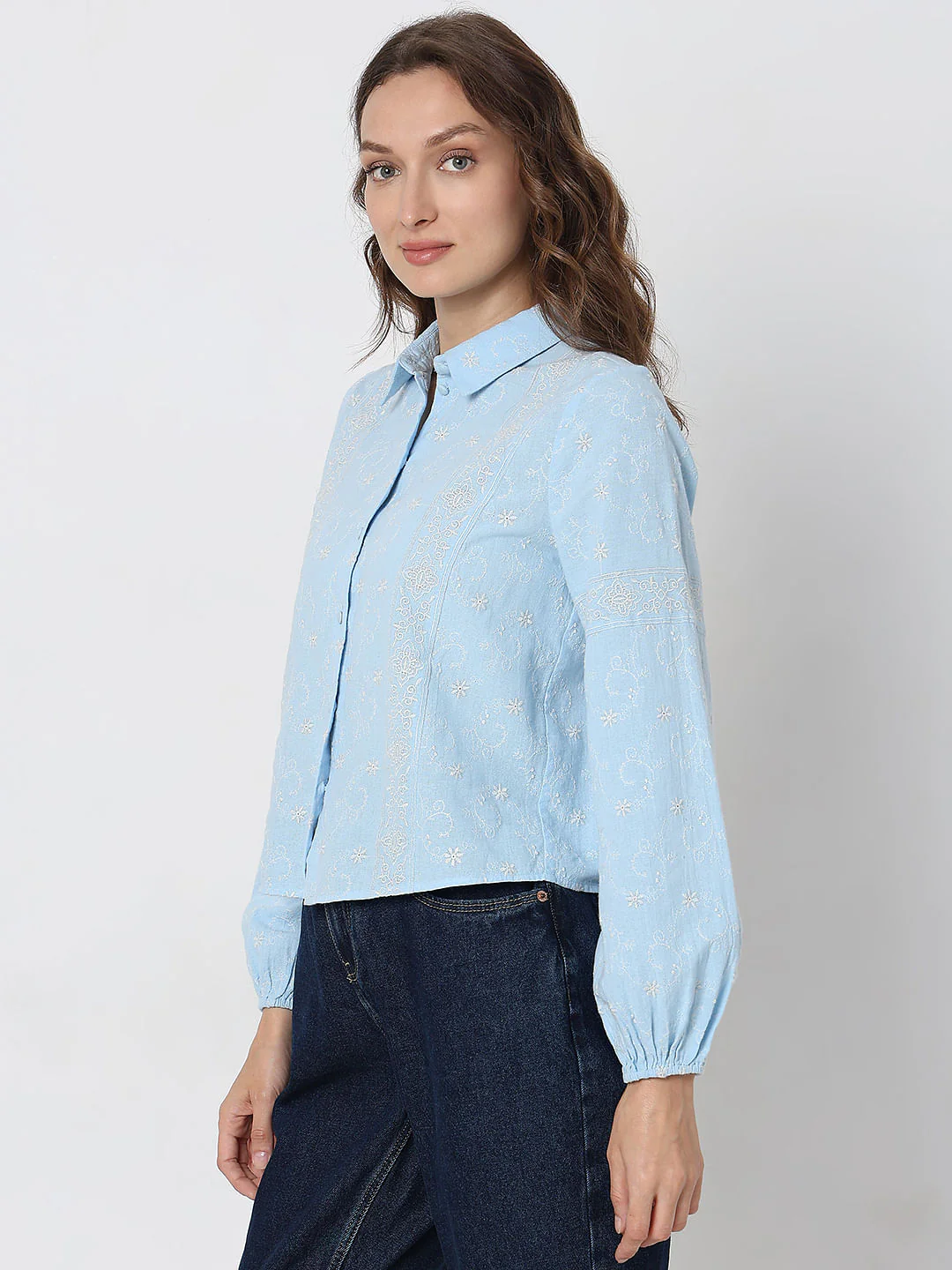 Light Blue Embroidered Shirt - Image 3
