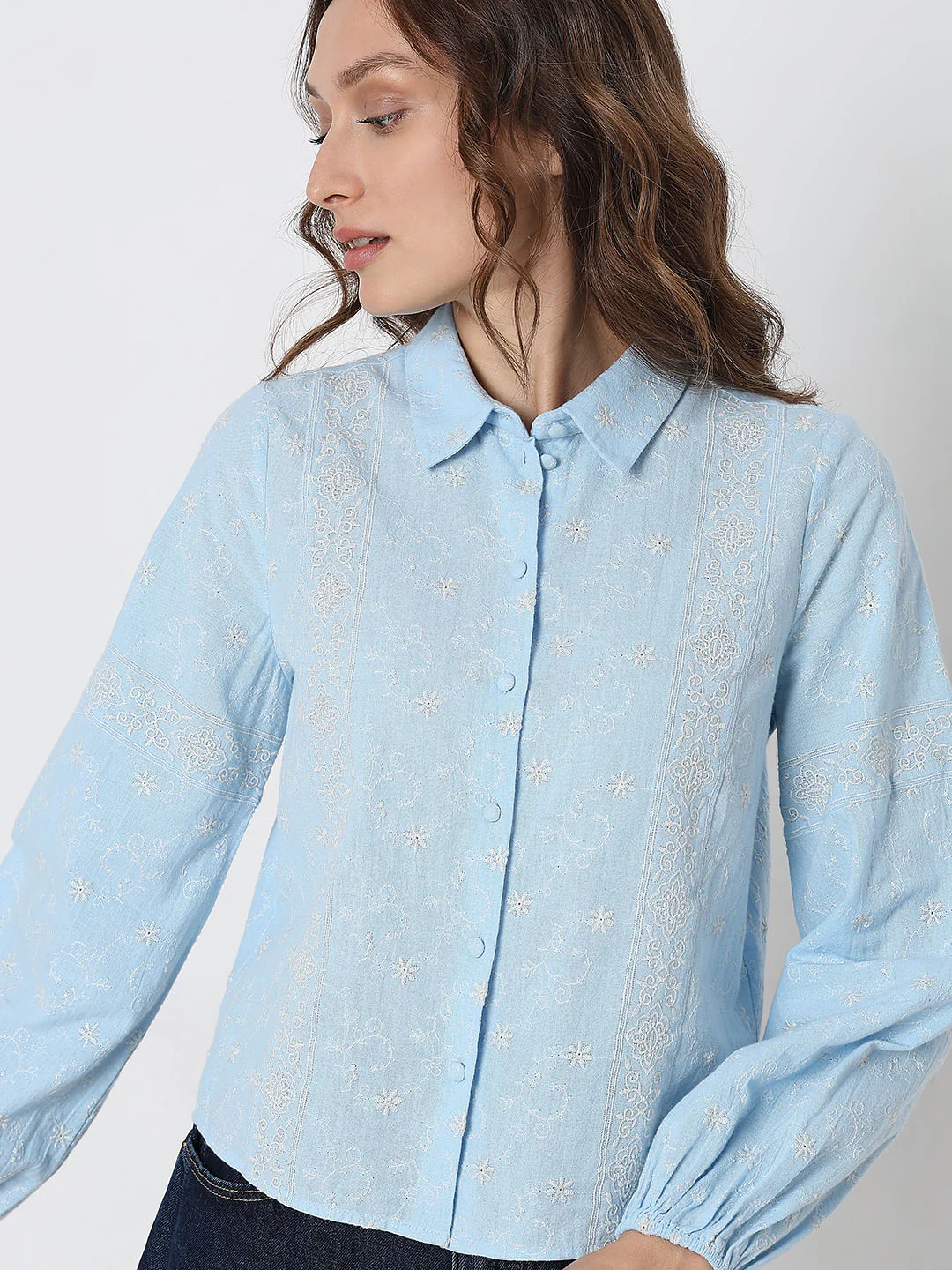 Light Blue Embroidered Shirt - Image 6