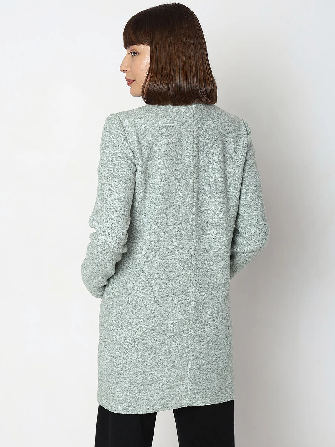 Green Melange Long Coat - Image 4
