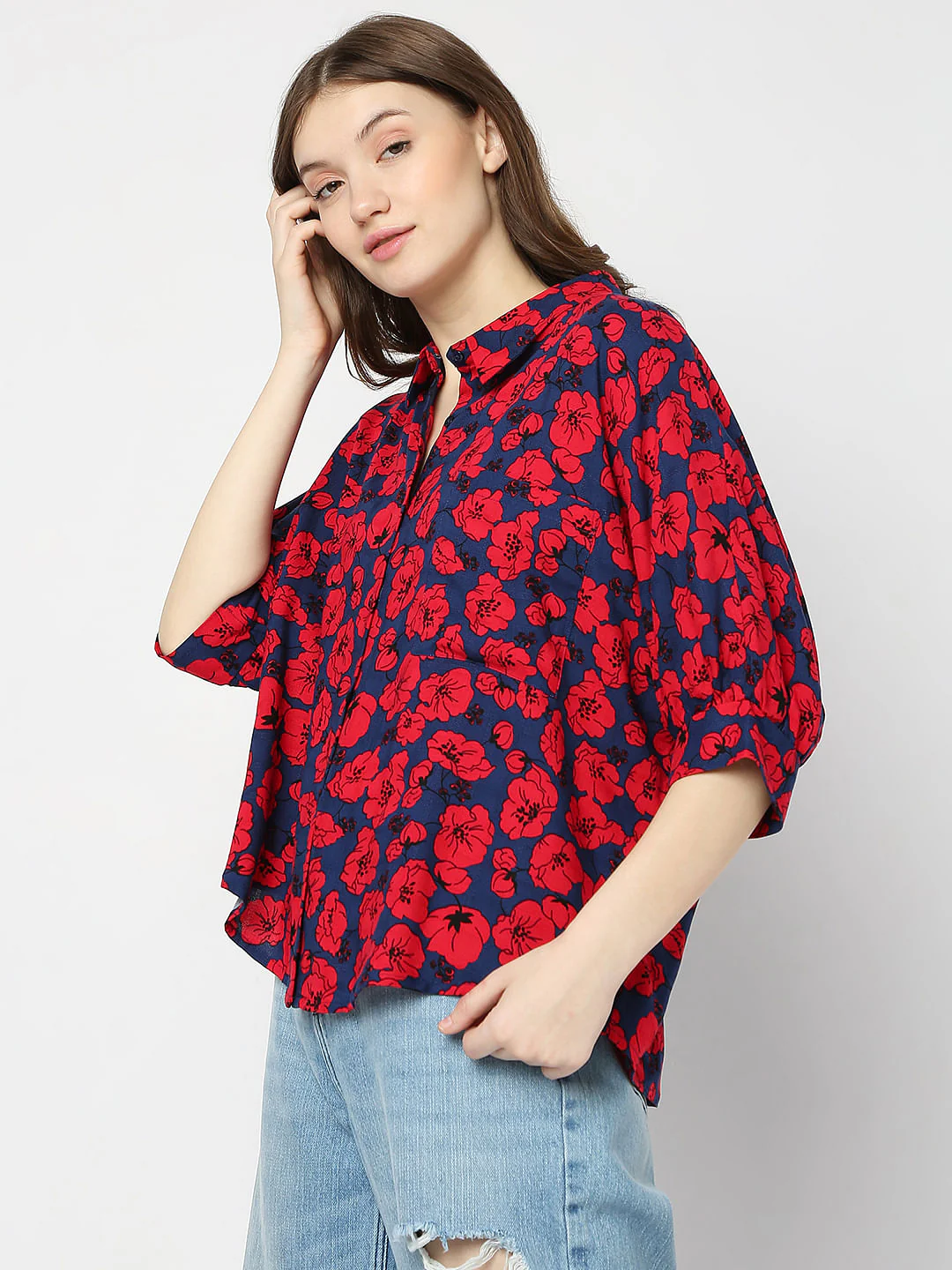 Red Floral Print Shirt - Image 2