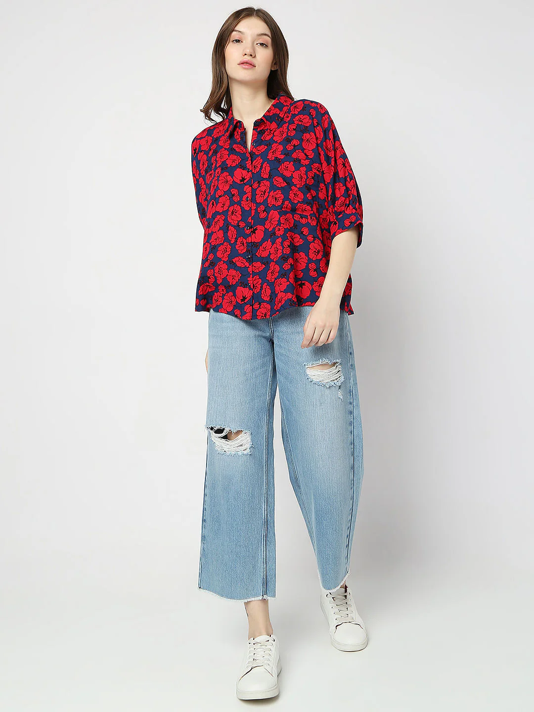 Red Floral Print Shirt - Image 4