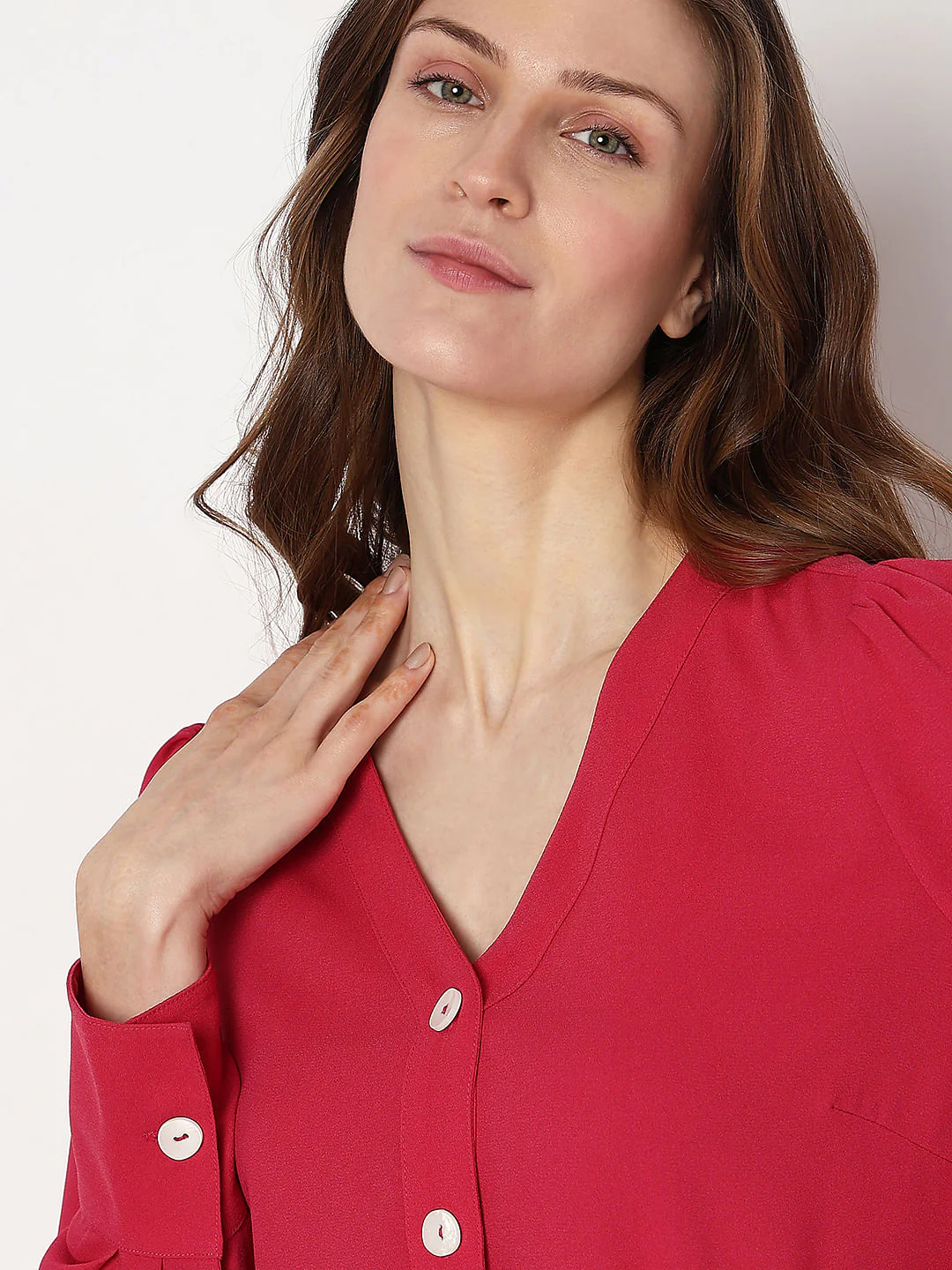 Coral Red V-Neck Top - Image 6