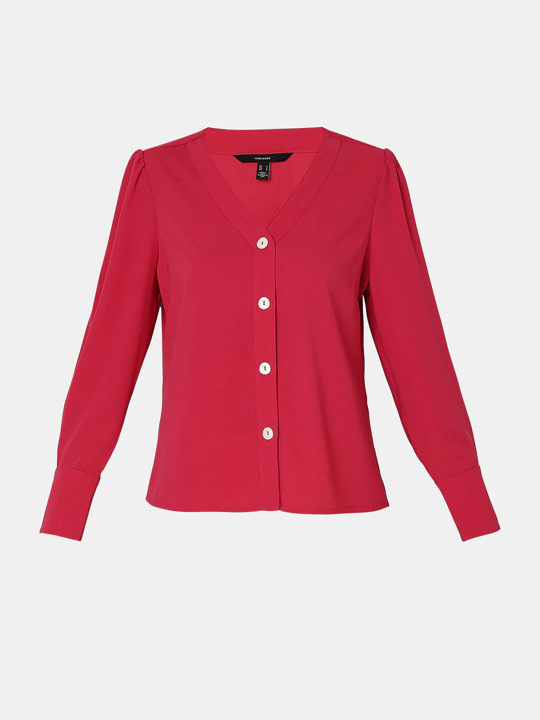 Coral Red V-Neck Top - Image 7