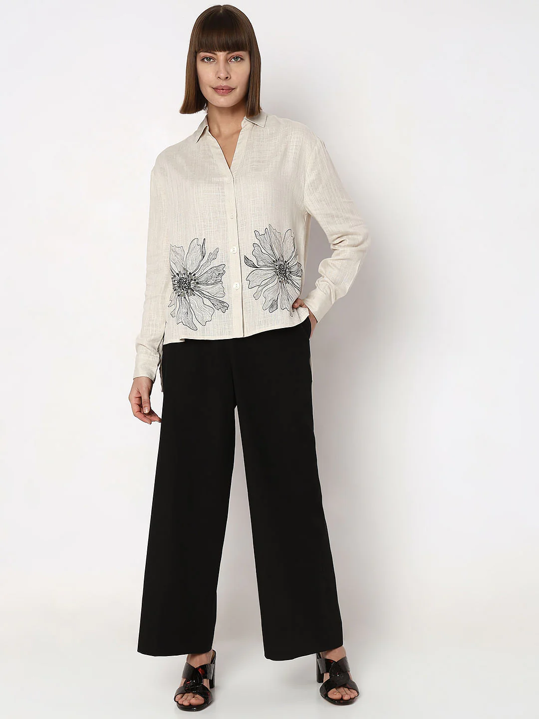 Off-White Floral Asymmetric Shirt - Image 5