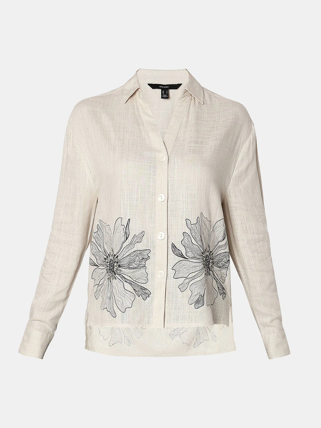 Off-White Floral Asymmetric Shirt - Image 7