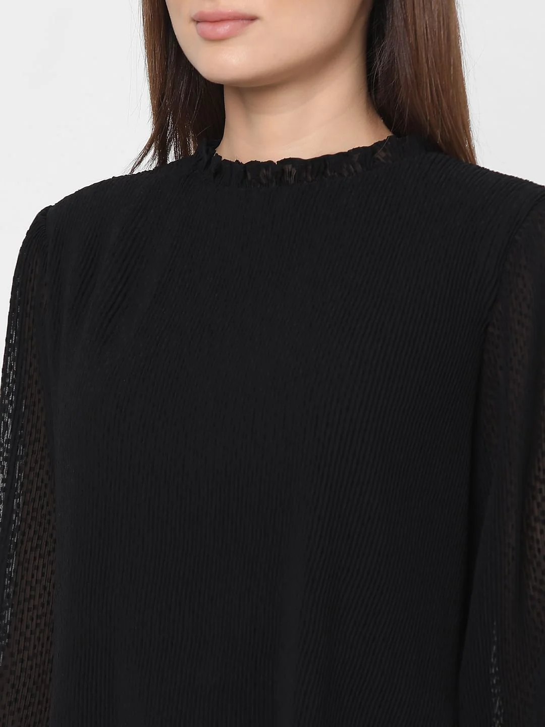 Black Plisse Pleated Top - Image 6