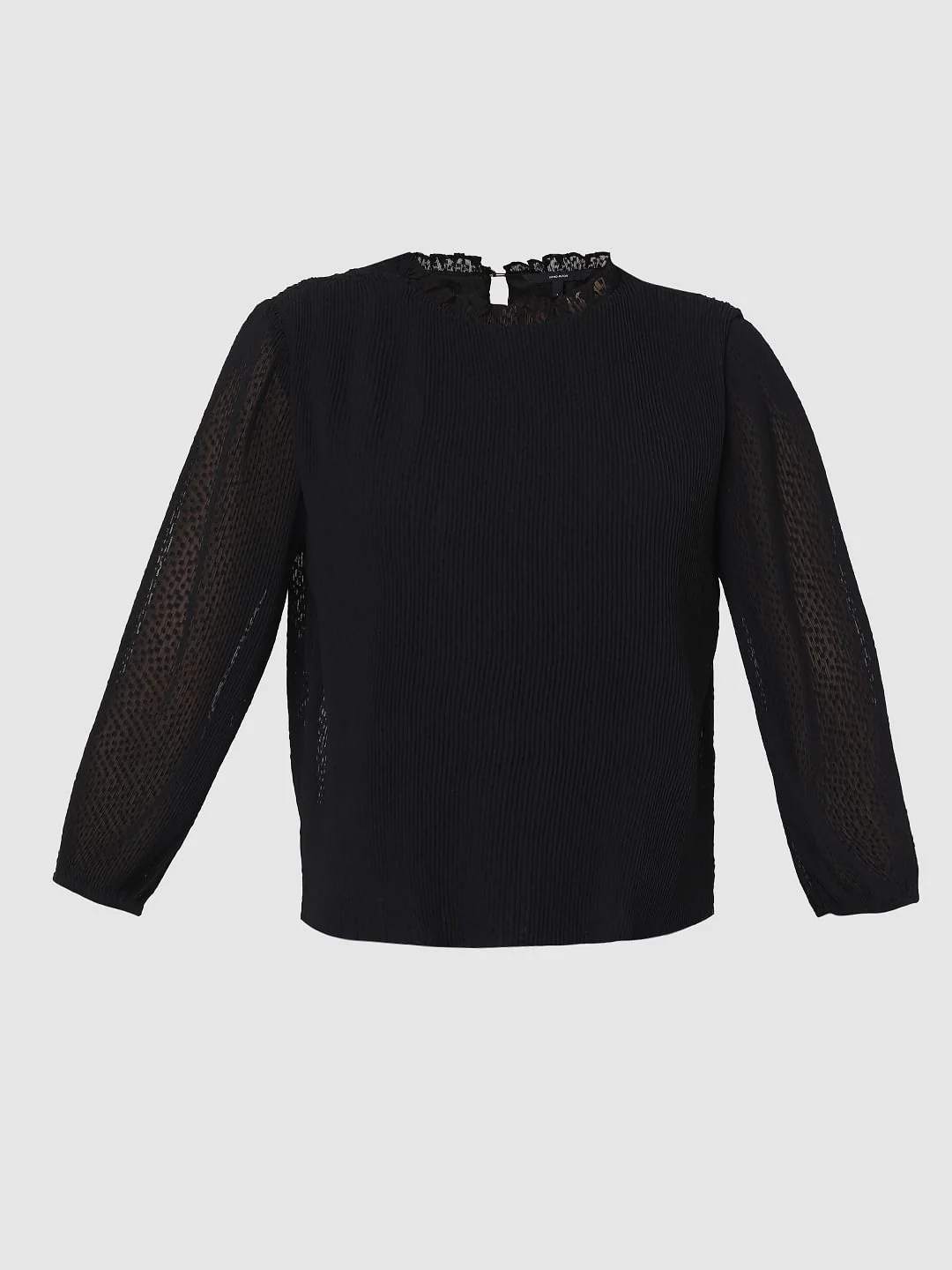 Black Plisse Pleated Top - Image 7