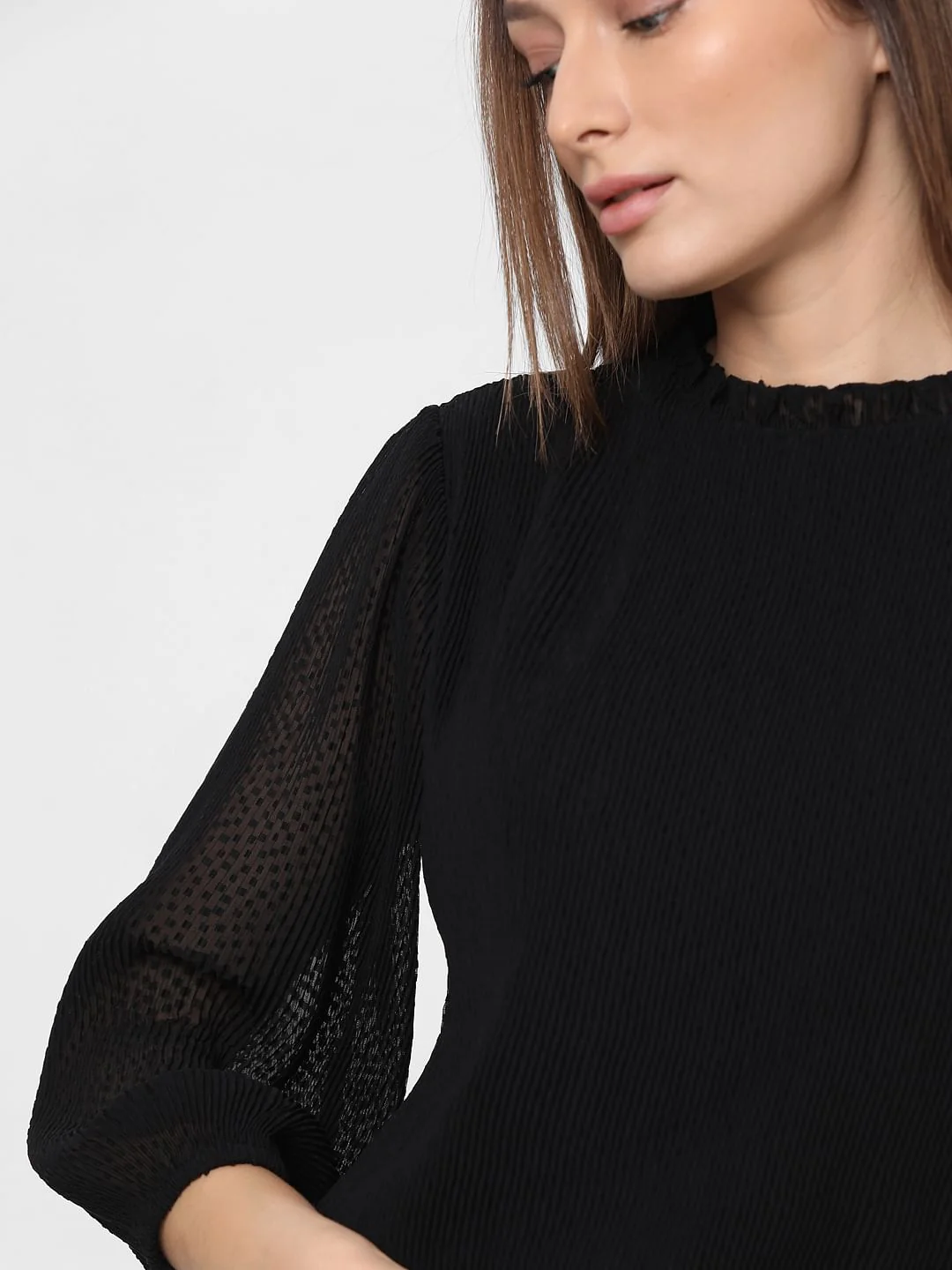Black Plisse Pleated Top - Image 8