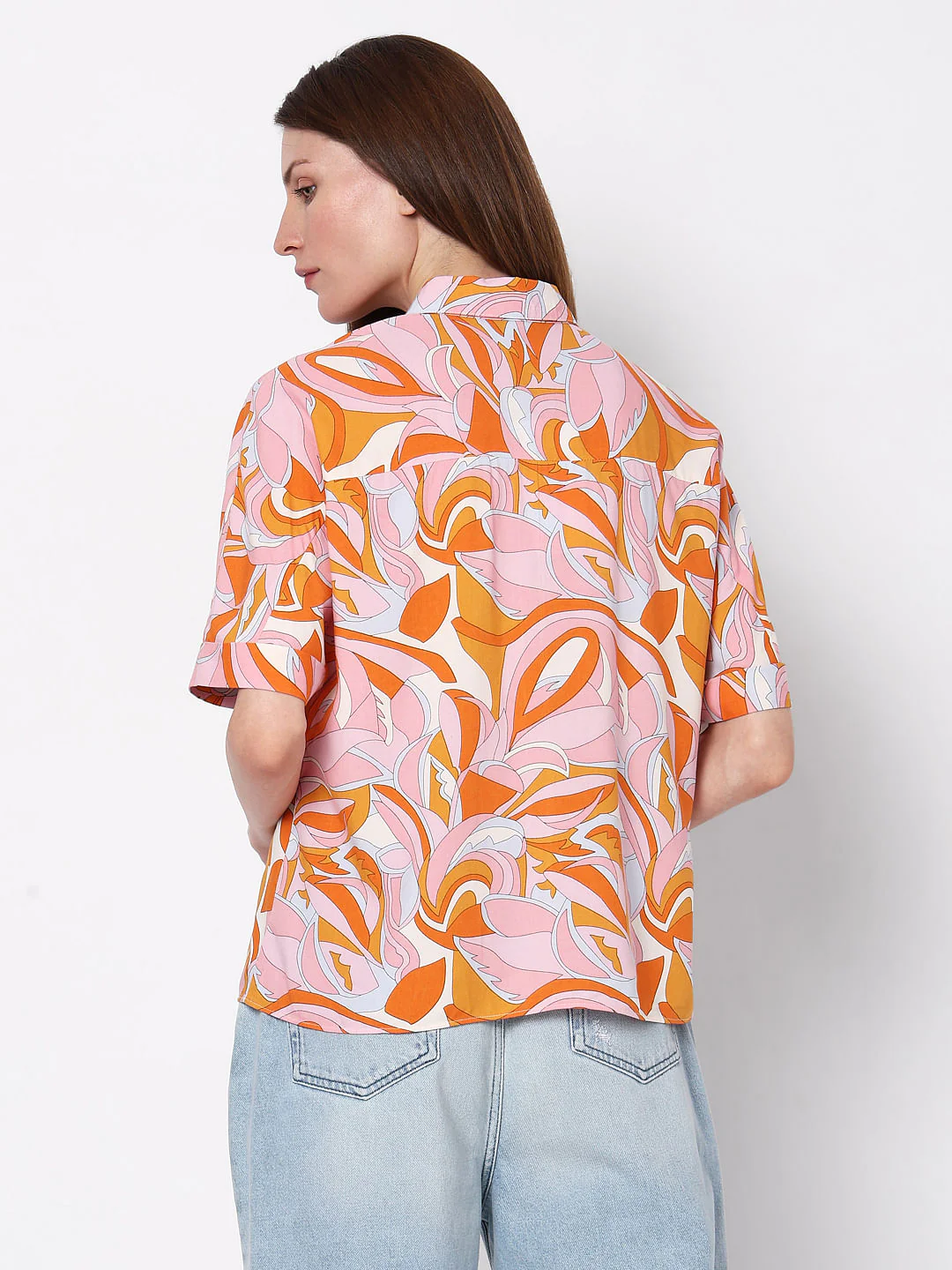 Orange Abstract Print Shirt - Image 4
