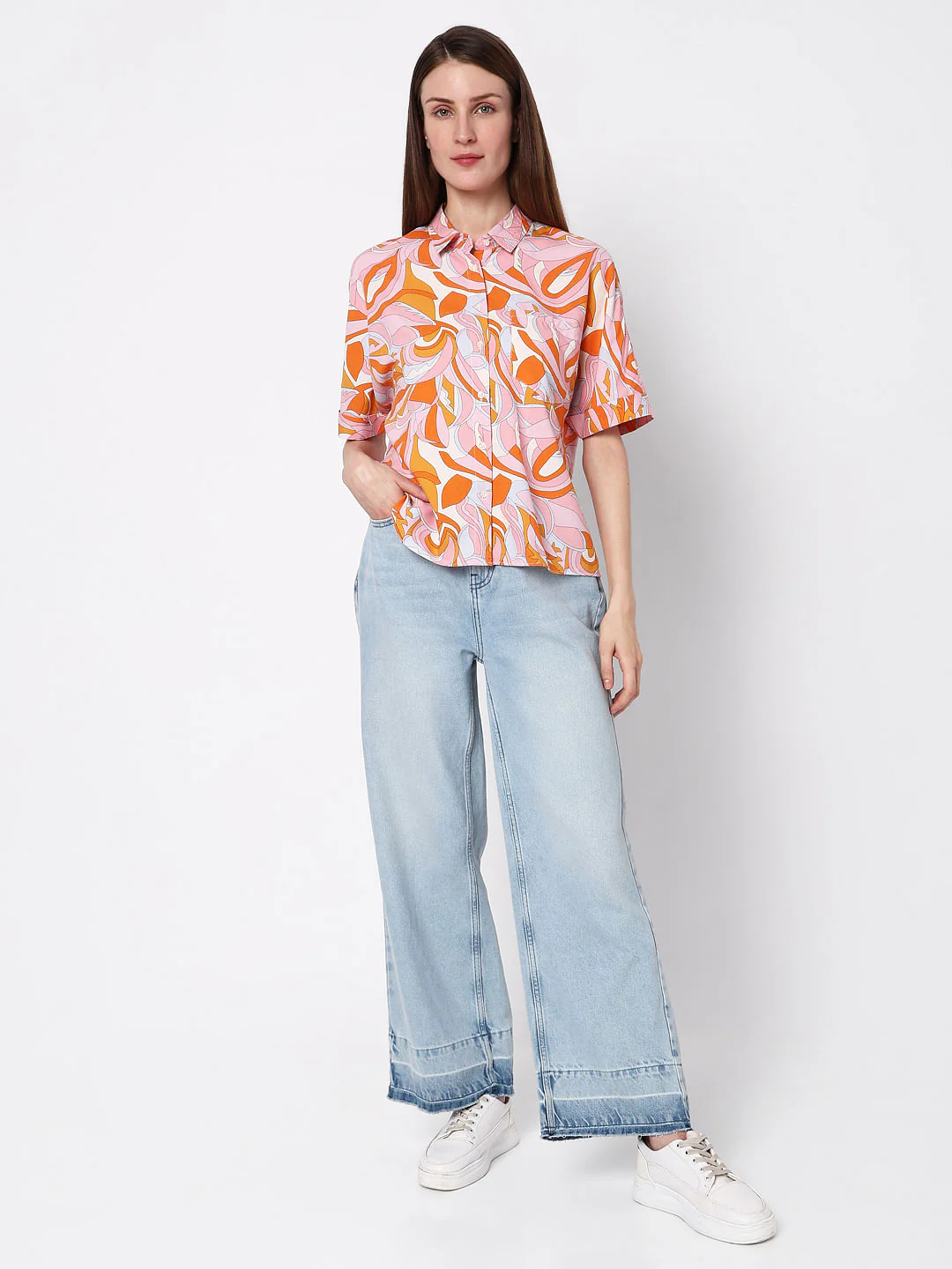 Orange Abstract Print Shirt - Image 5
