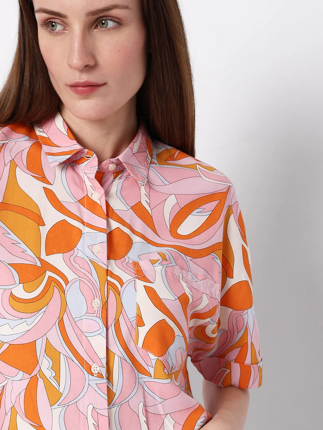 Orange Abstract Print Shirt - Image 6