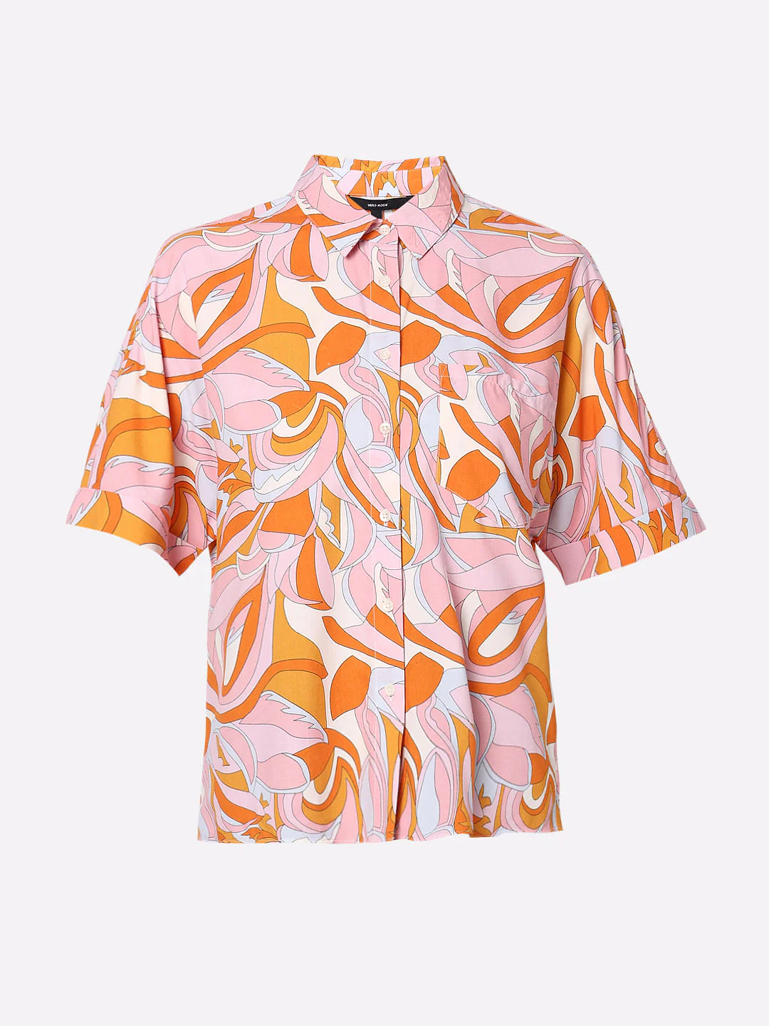 Orange Abstract Print Shirt - Image 7