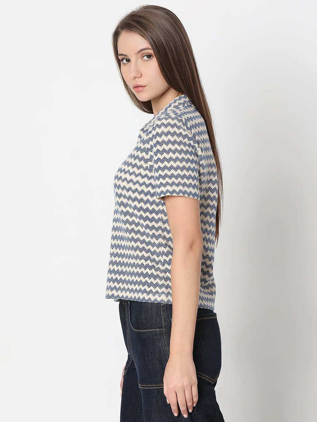 Blue Chevron Print Top - Image 3