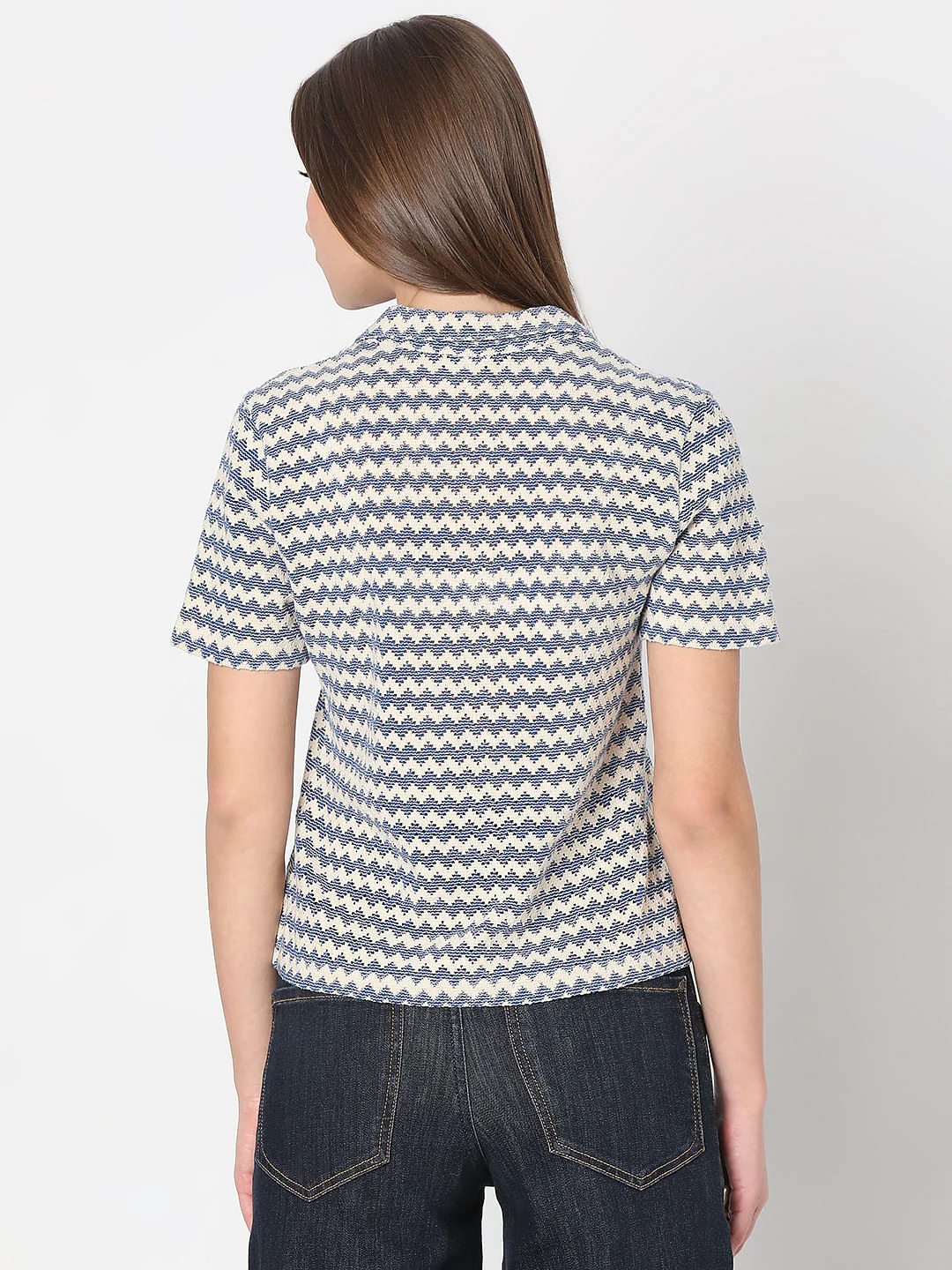 Blue Chevron Print Top - Image 4