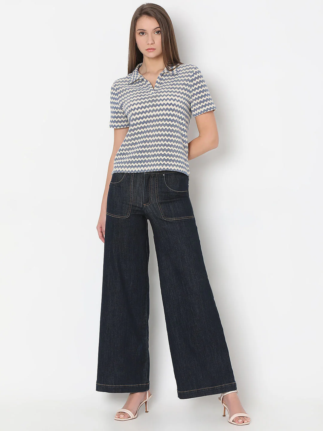 Blue Chevron Print Top - Image 5
