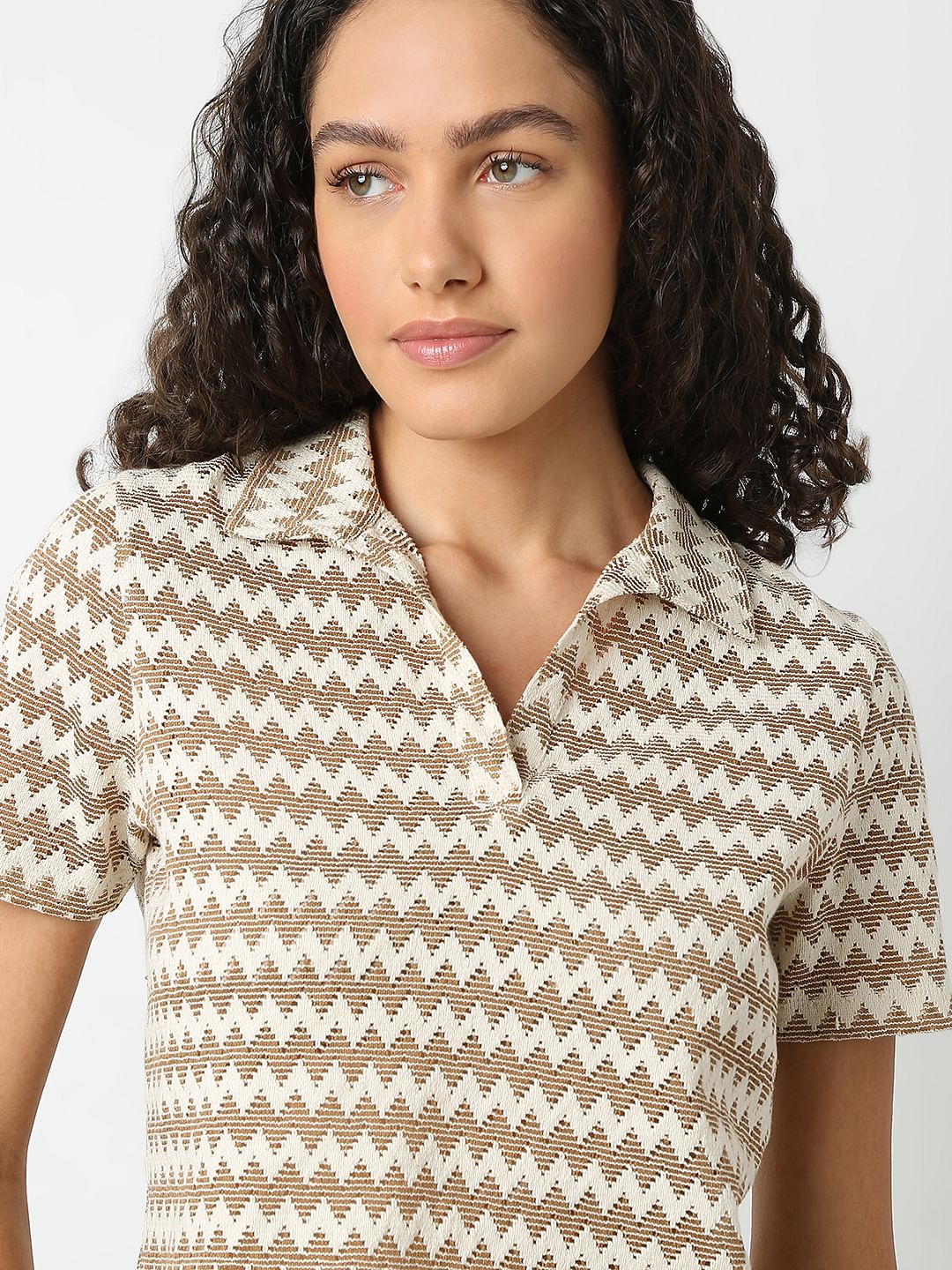 Brown Abstract Print Polo - Image 6
