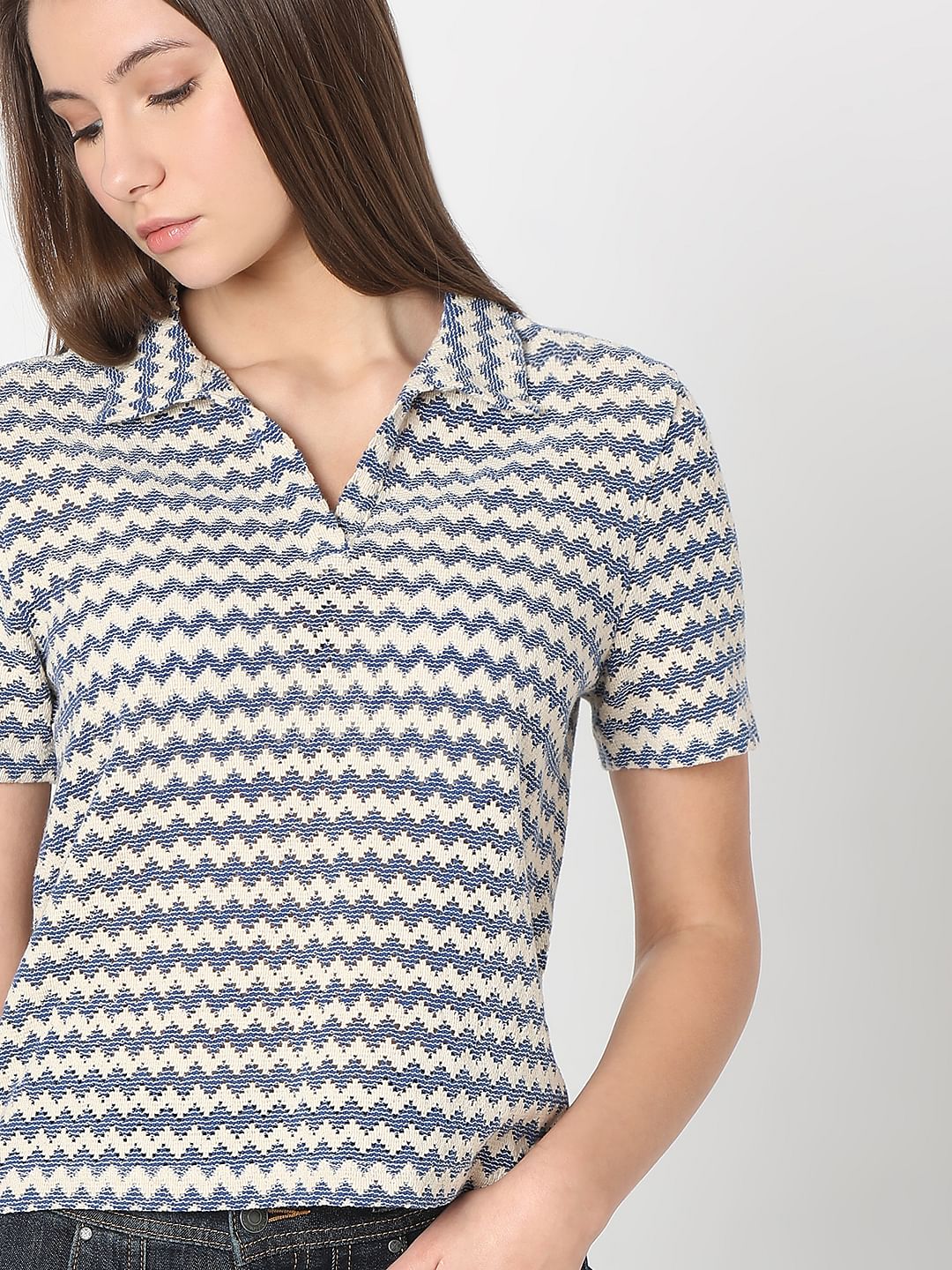Beige Abstract Print Polo - Image 6