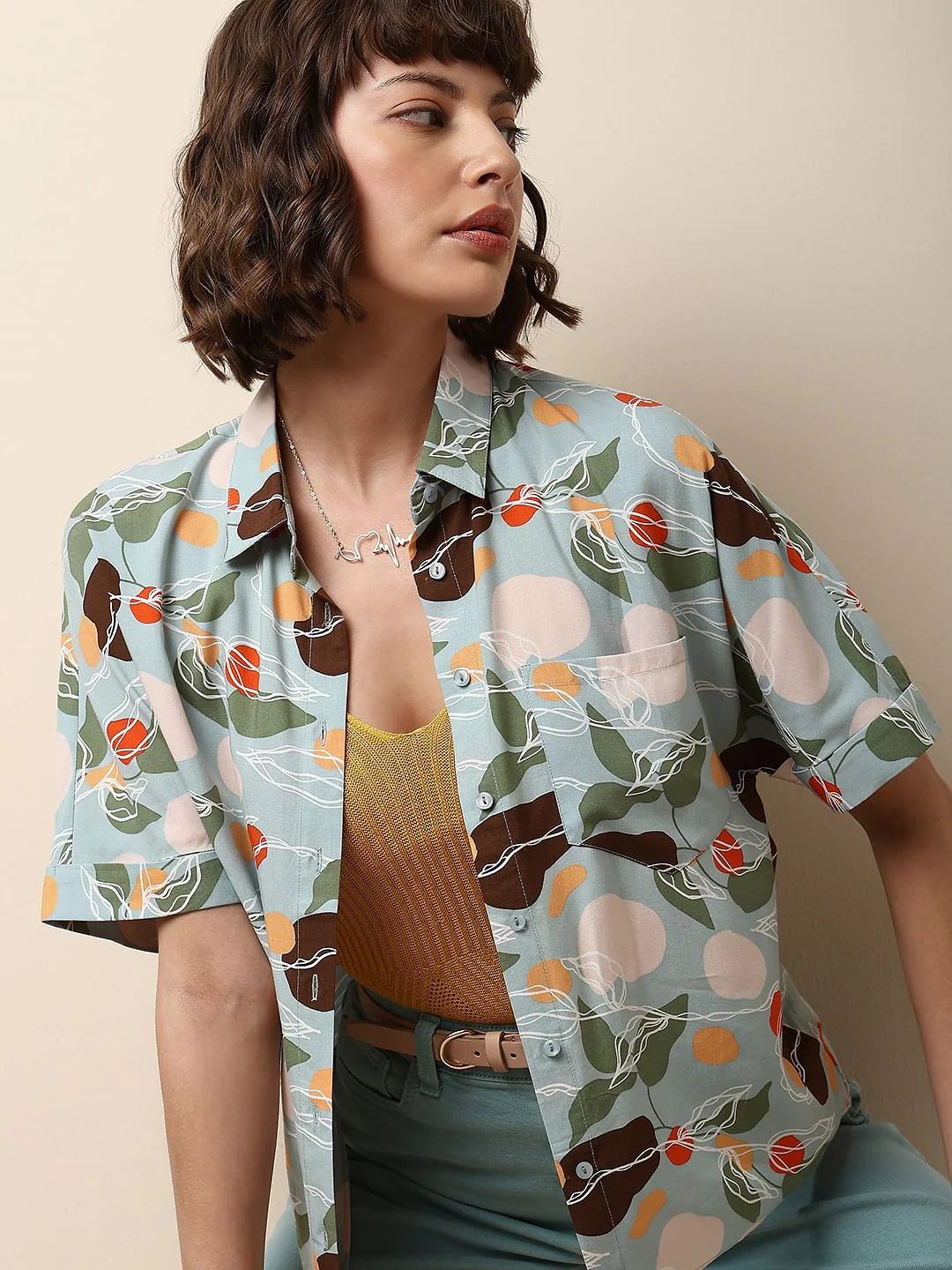 Green Printed Shirt