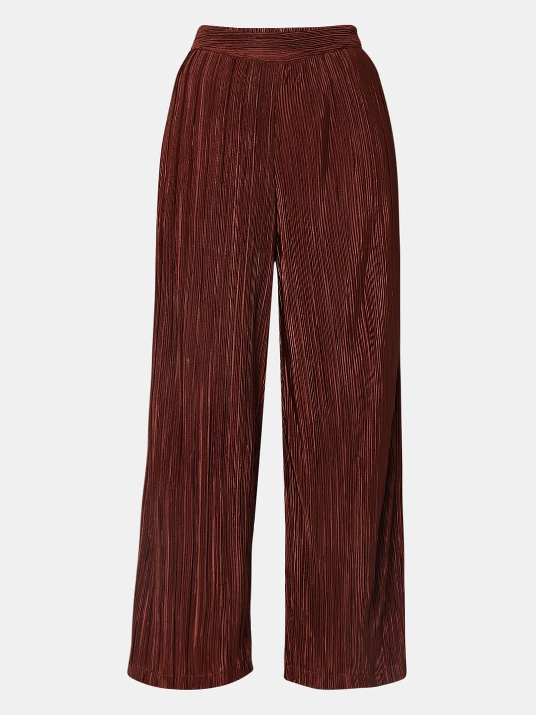 Brown High Rise Plisse Co-Ord Set Pants - Image 7