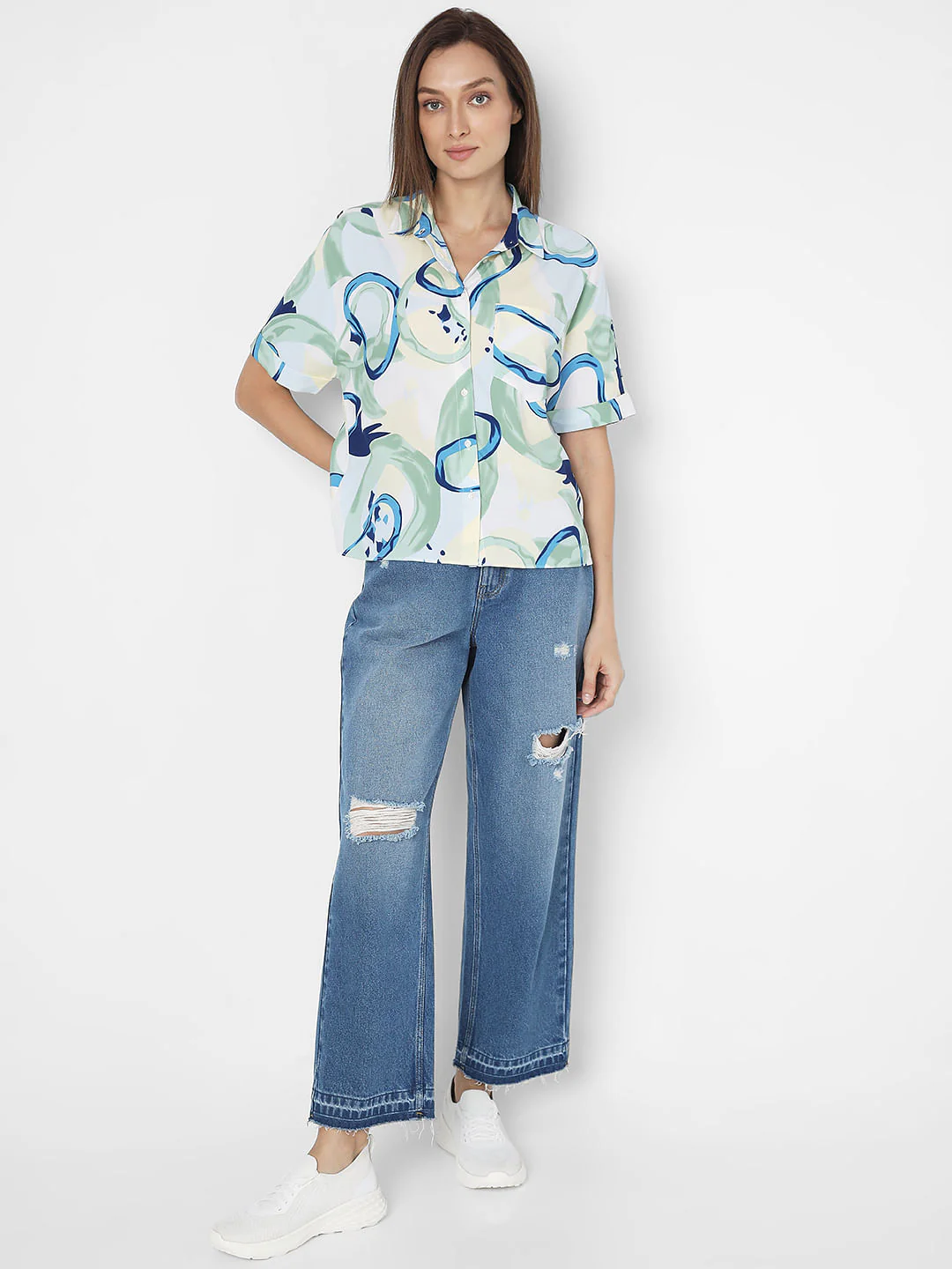 Blue Abstract Print Shirt - Image 5