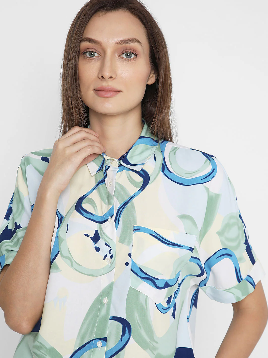 Blue Abstract Print Shirt - Image 6