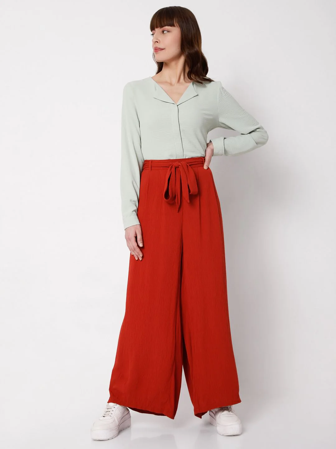 Brick Red Wide Leg Pants - Image 6