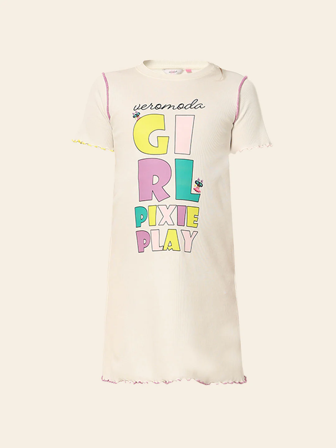White Printed Ribbed Shift Dress - Image 6