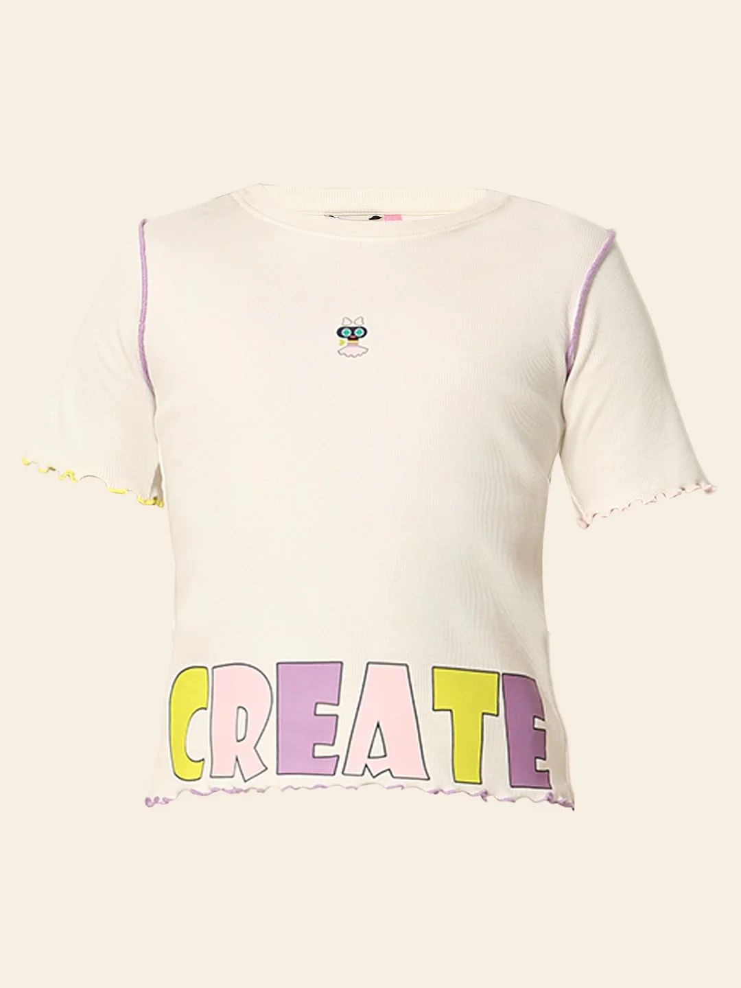 White Ribbed Co-Ord Set T-Shirt - Image 6