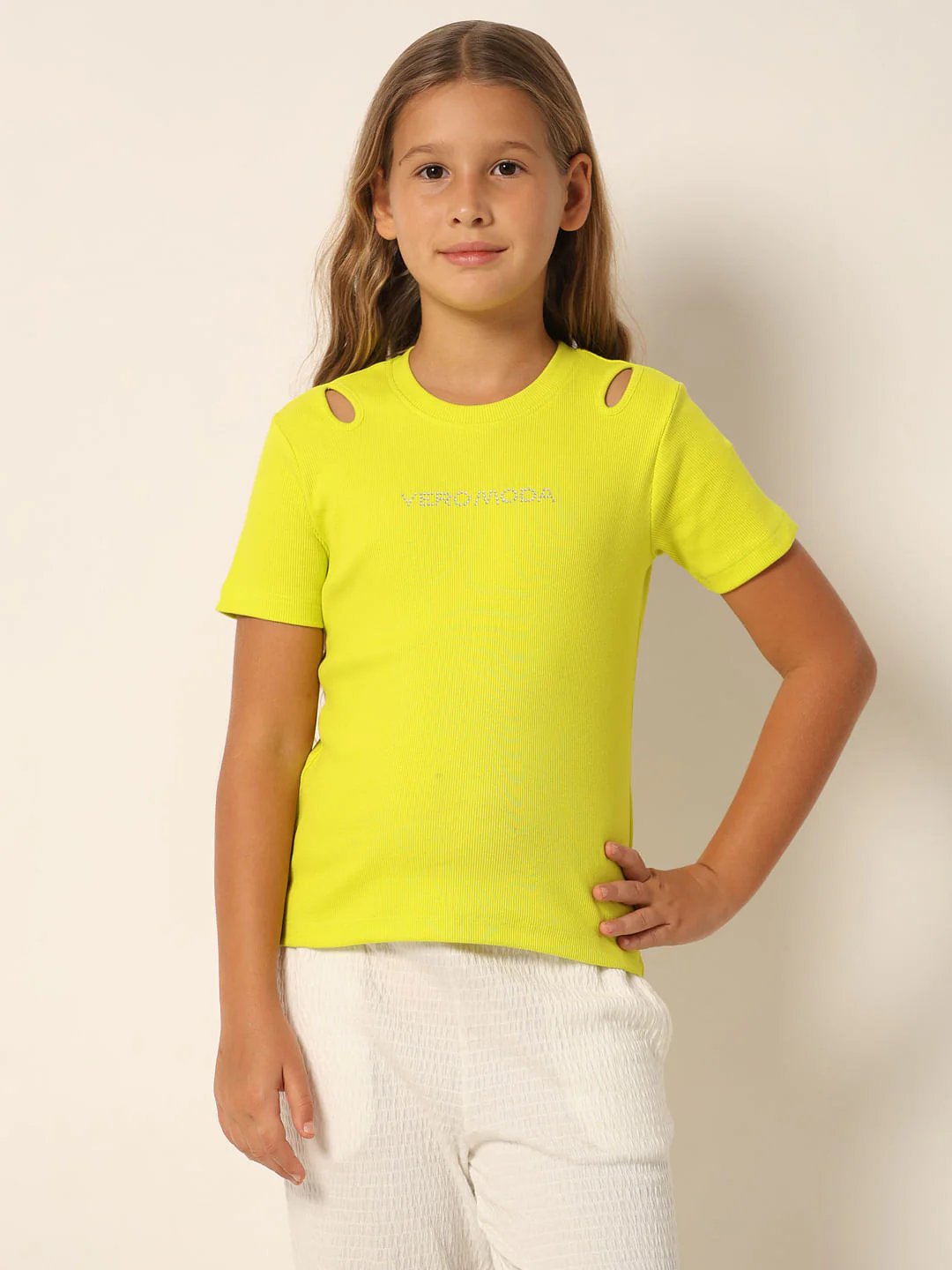 Neon Green Knitted Cut-Out T-Shirt - Image 2