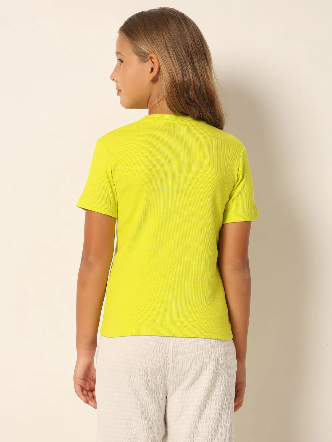 Neon Green Knitted Cut-Out T-Shirt - Image 3
