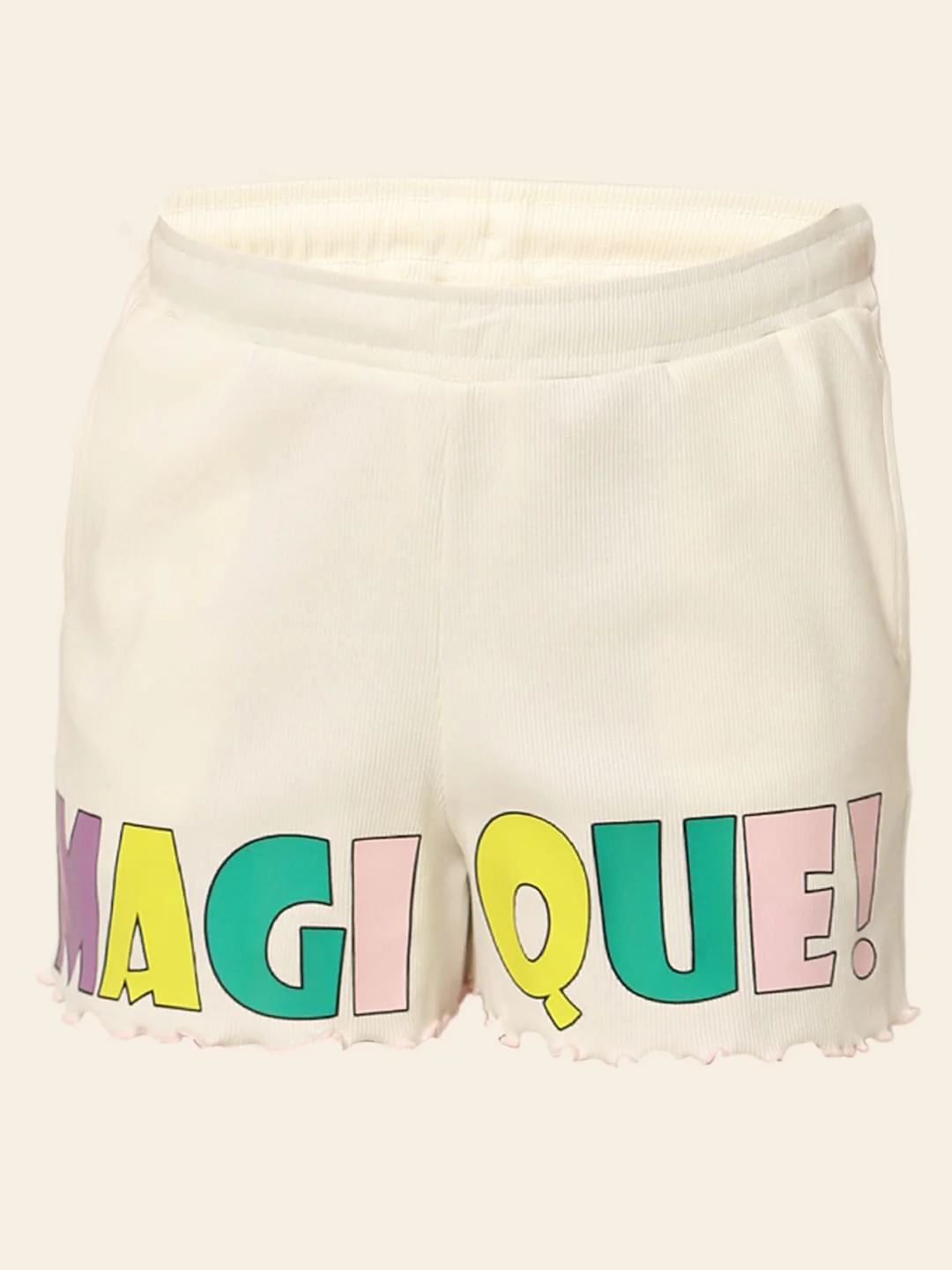 White Ribbed Co-Ord Set Shorts - Image 5