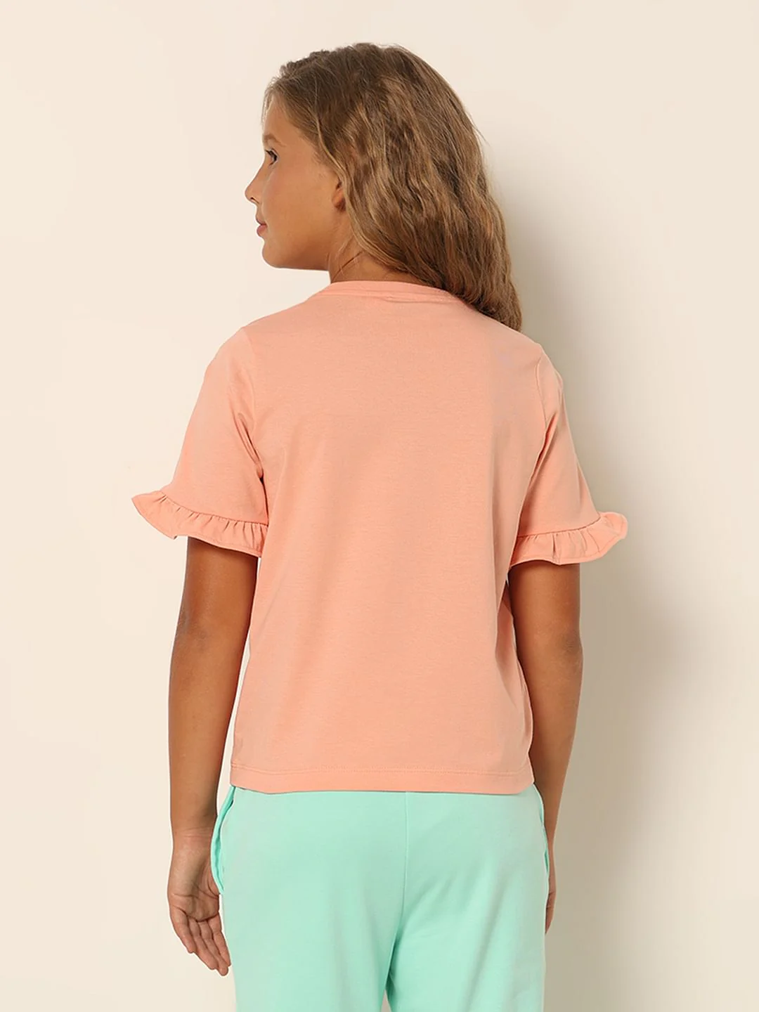 Girls Coral Typographic Print T-Shirt - Image 3
