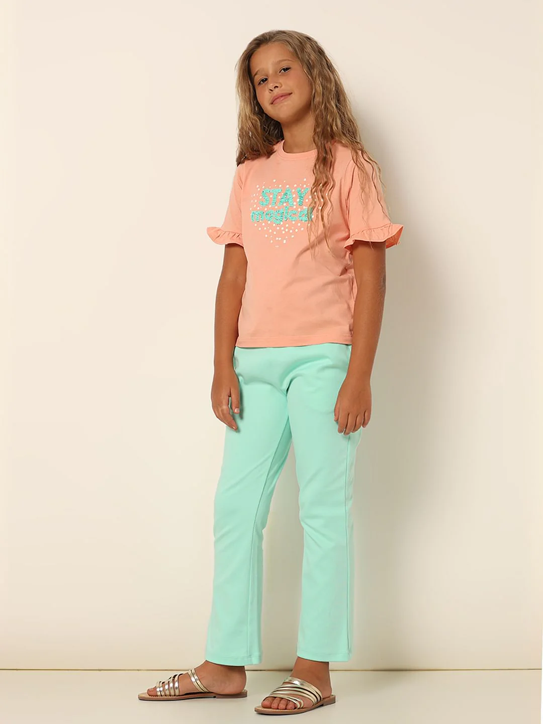 Girls Coral Typographic Print T-Shirt - Image 5