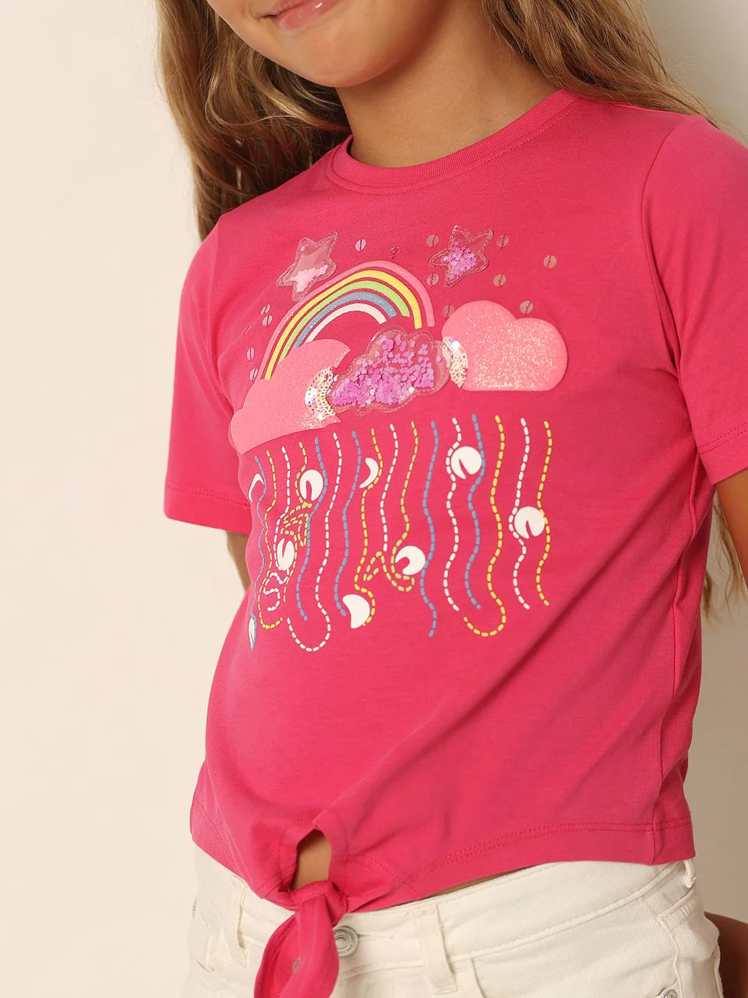 Girls Pink Typographic Print T-Shirt - Image 4