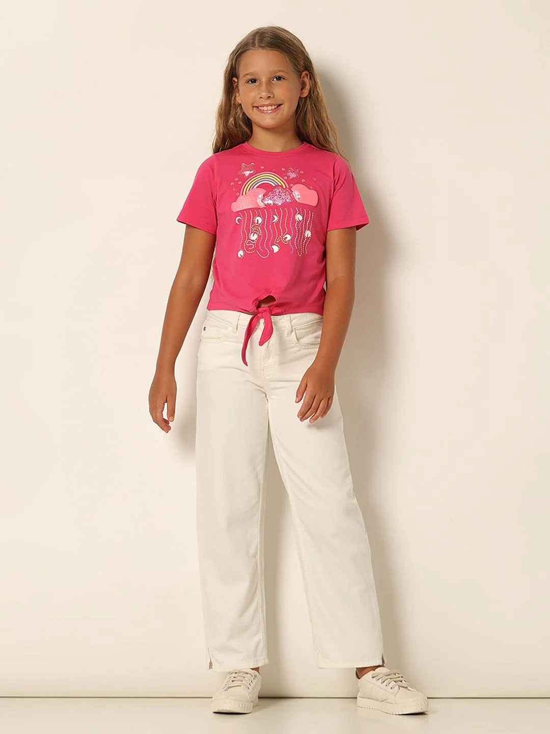 Girls Pink Typographic Print T-Shirt - Image 5
