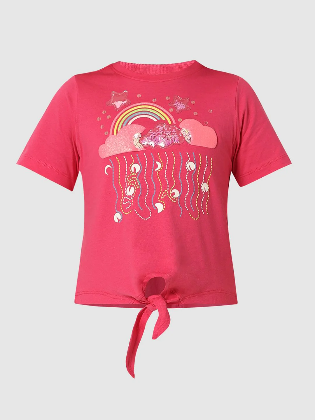 Girls Pink Typographic Print T-Shirt - Image 6