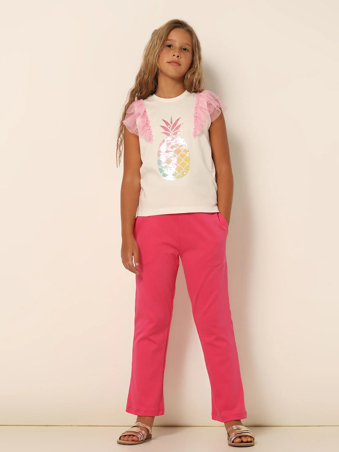 Girls White Ruffled Mesh T-Shirt - Image 5