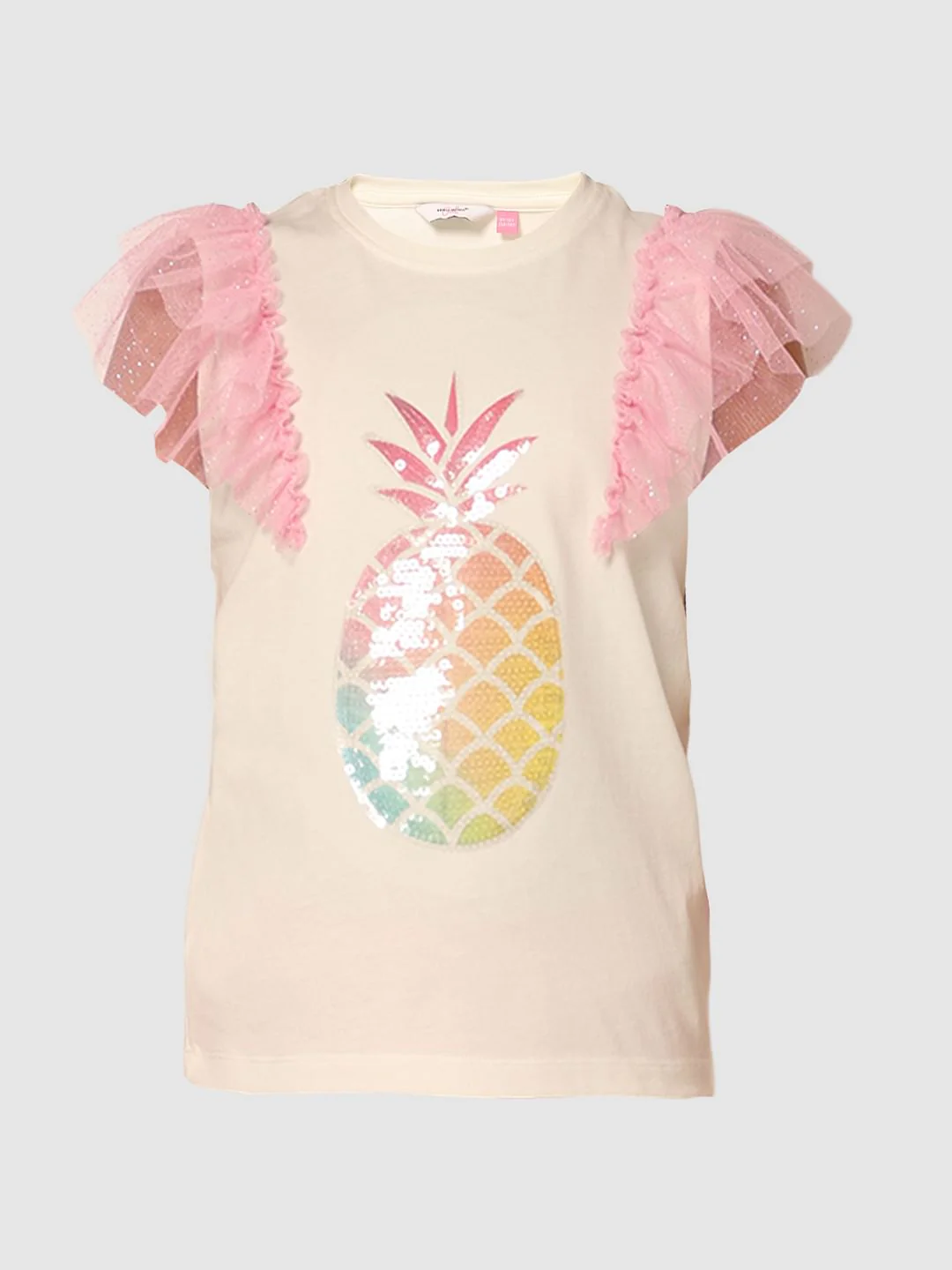 Girls White Ruffled Mesh T-Shirt - Image 6