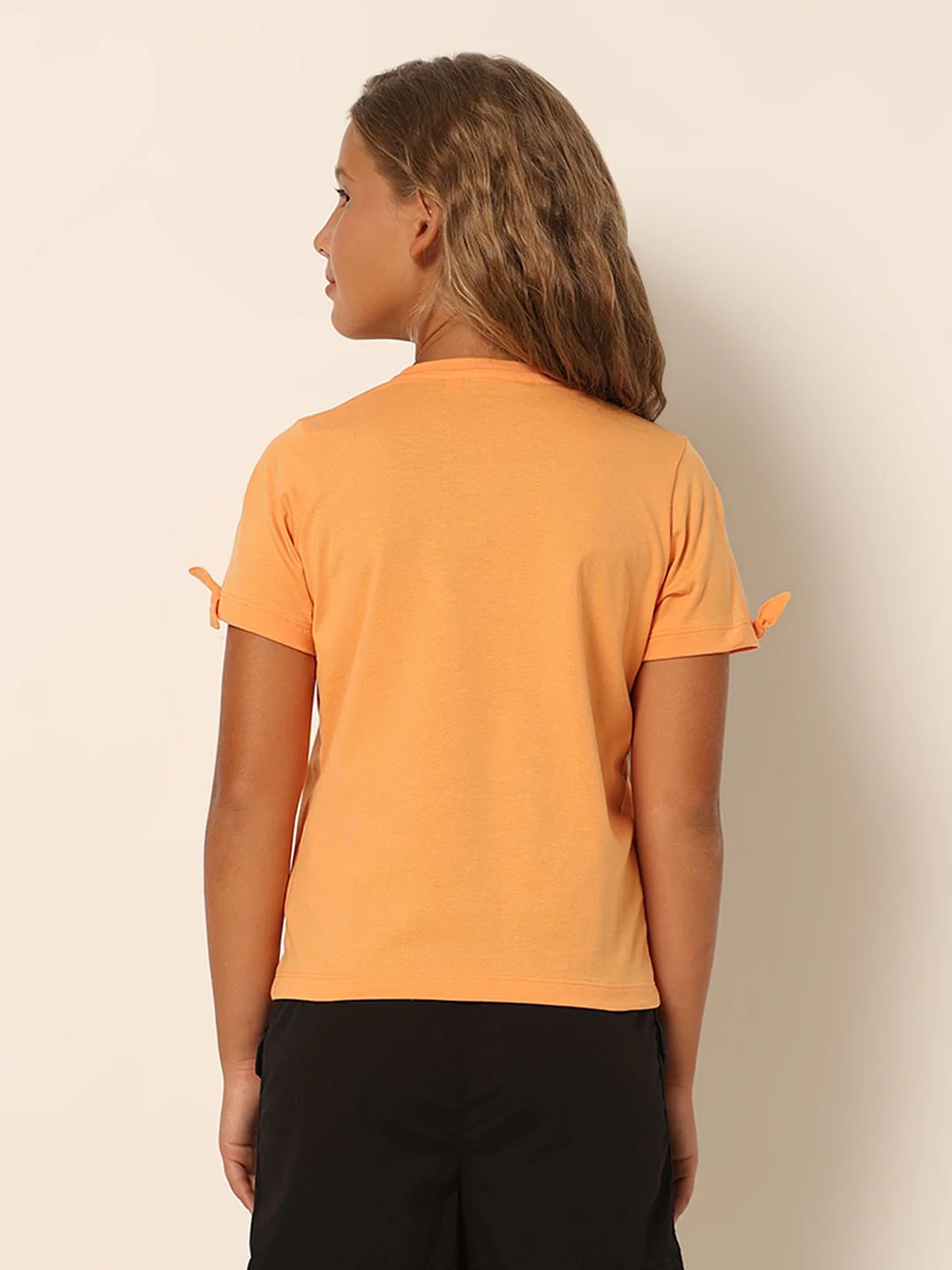 Girls Orange Sequin Graphic T-Shirt - Image 3