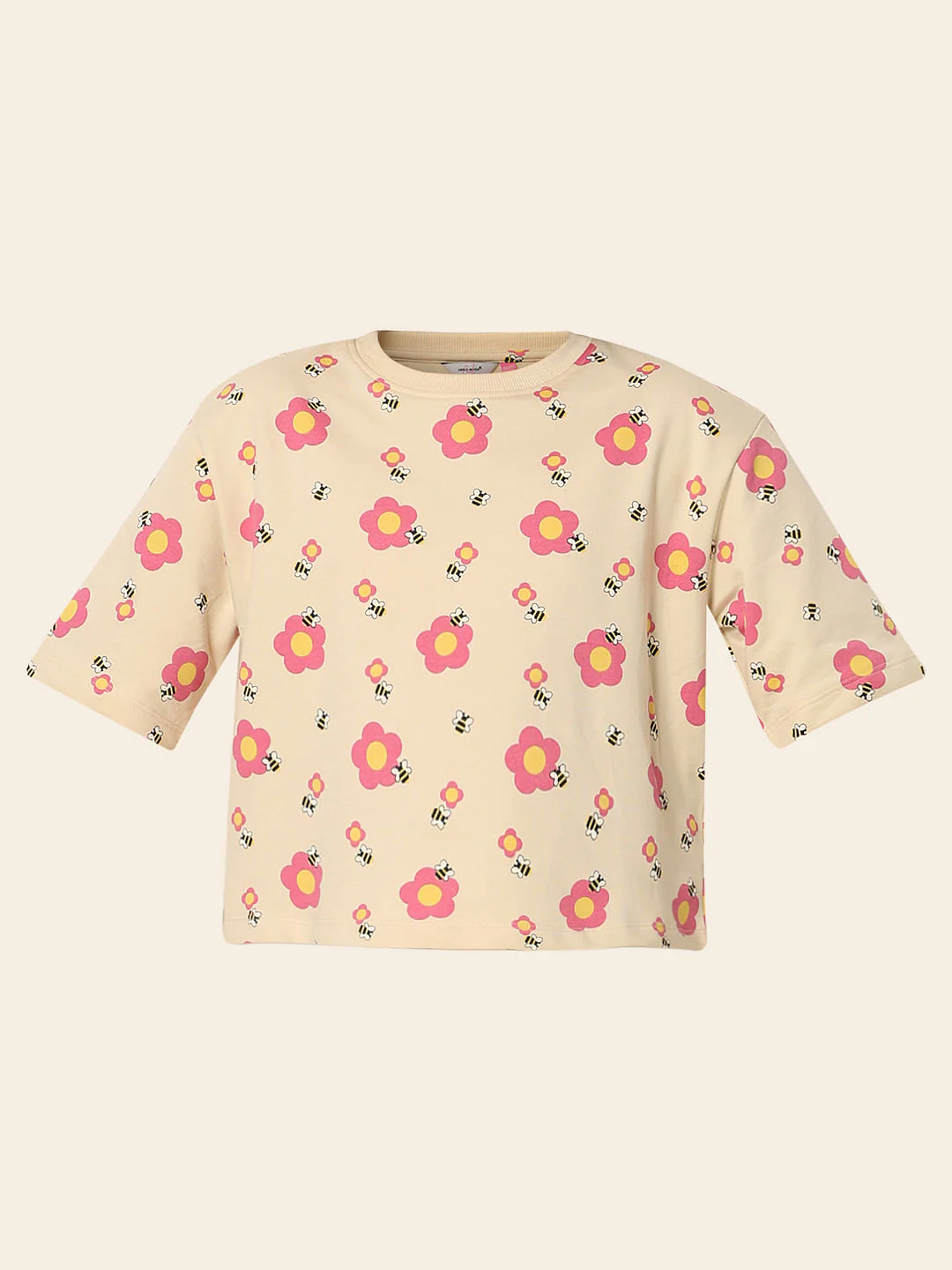 Beige Floral Co-Ord Set T-Shirt - Image 6