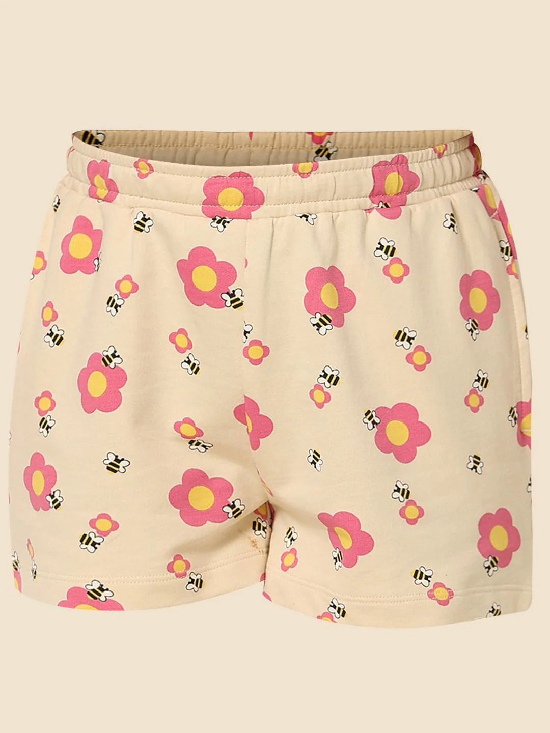 Beige Floral Co-Ord Set Shorts - Image 5