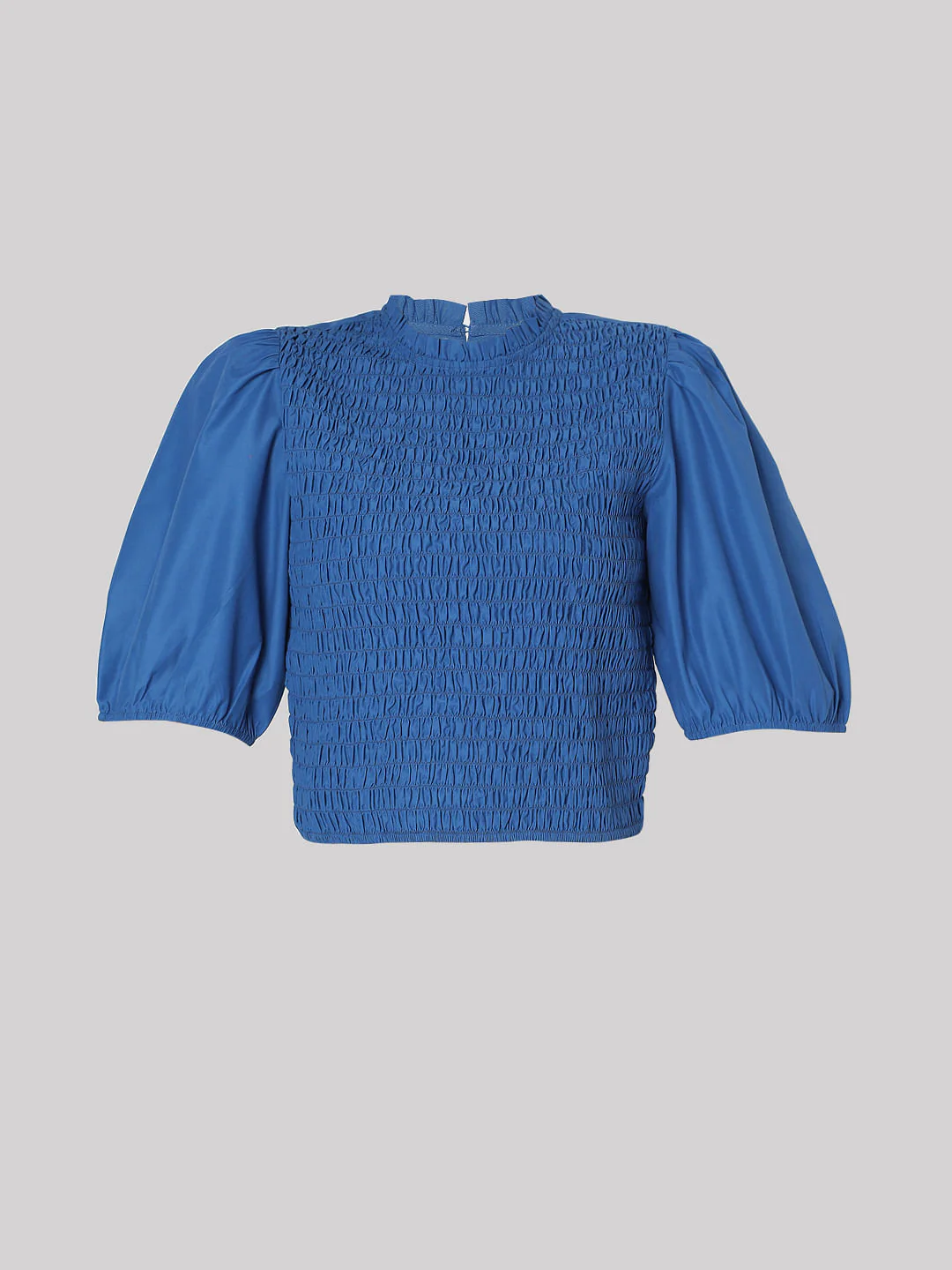 Blue Smocked Puff Sleeves Top - Image 7
