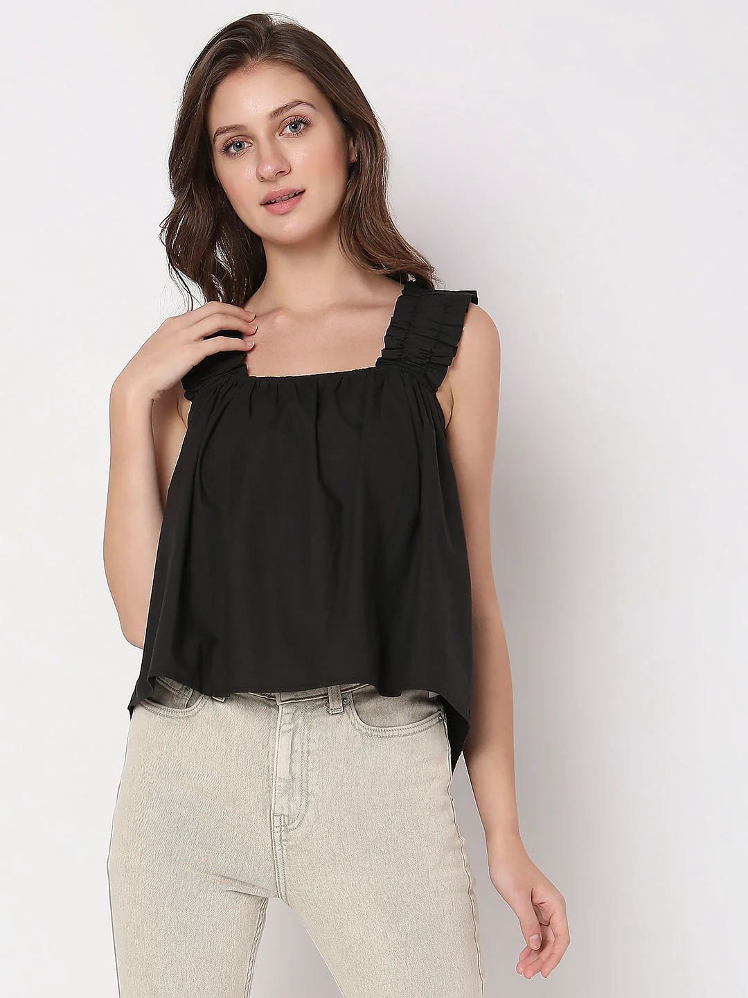 Black Square Neck Top - Image 2