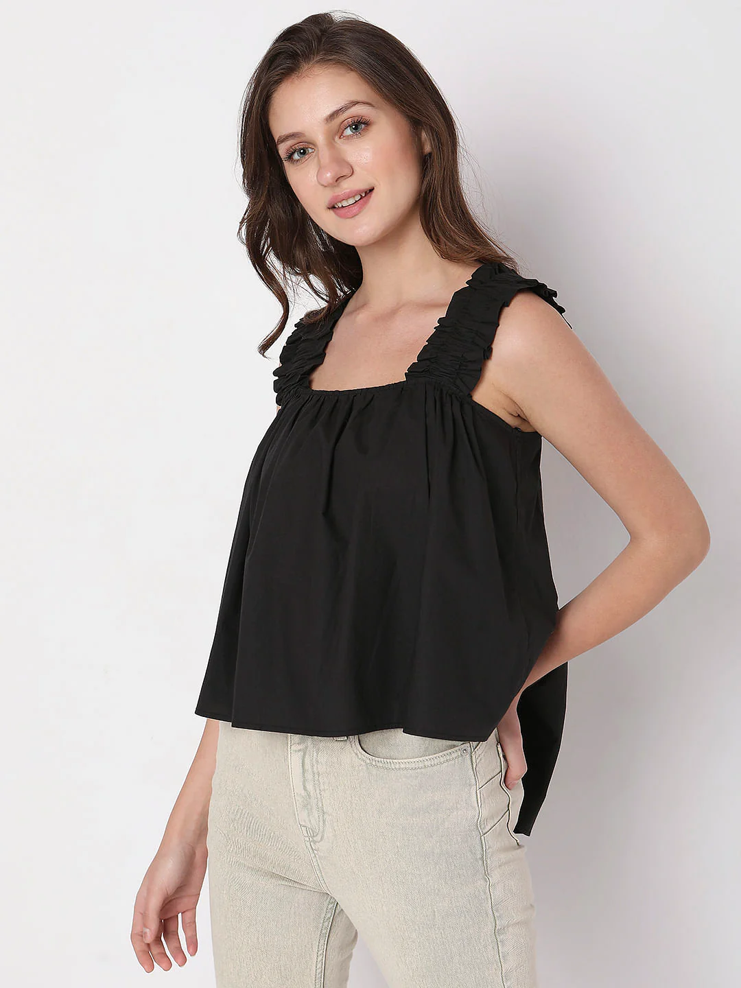 Black Square Neck Top - Image 3