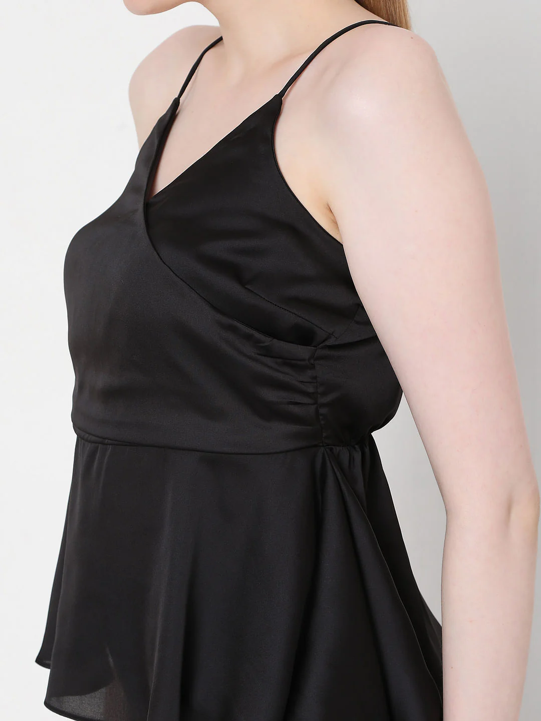Black Strappy Wrap Peplum Top - Image 6