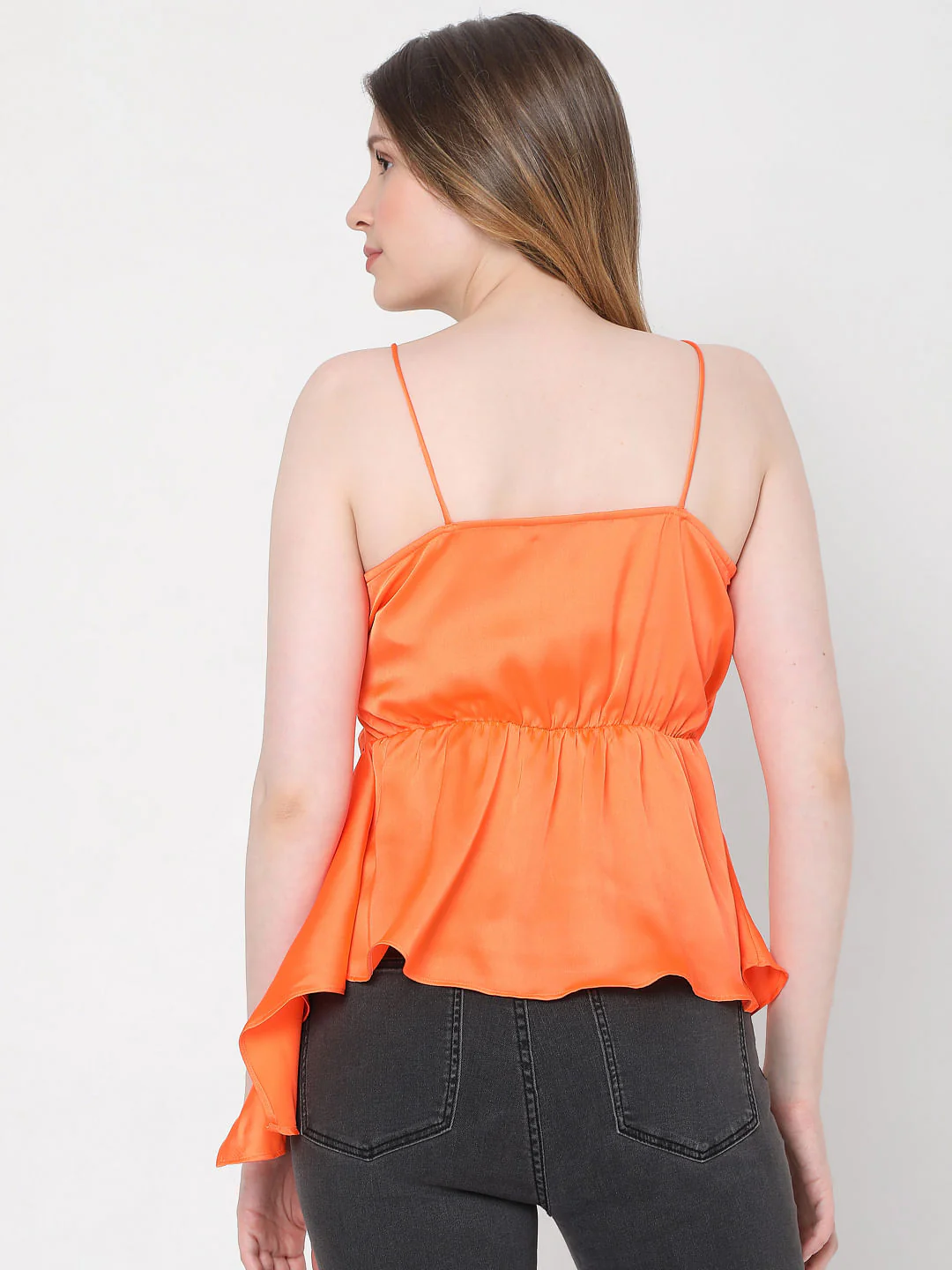 Orange Strappy Wrap Peplum Top - Image 4