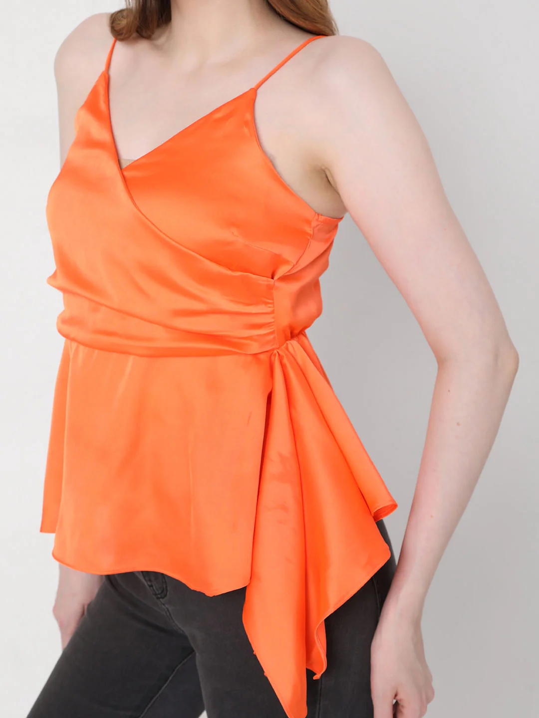 Orange Strappy Wrap Peplum Top - Image 6