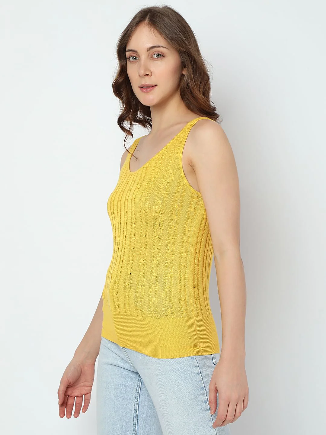 Yellow Cable Knit Top - Image 3