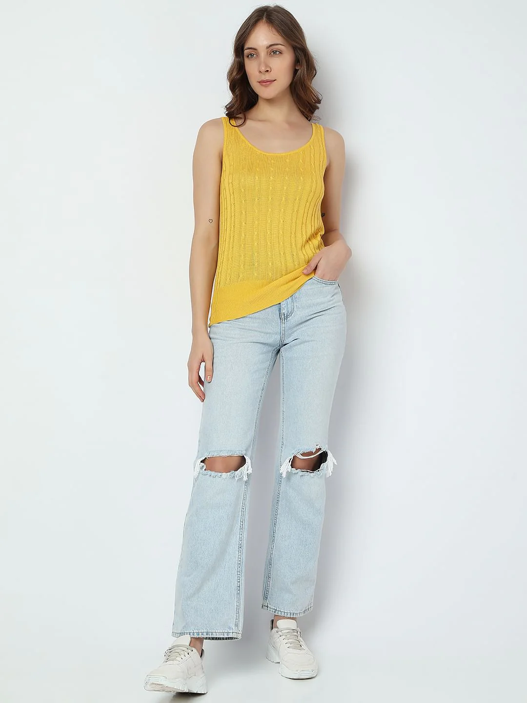 Yellow Cable Knit Top - Image 5